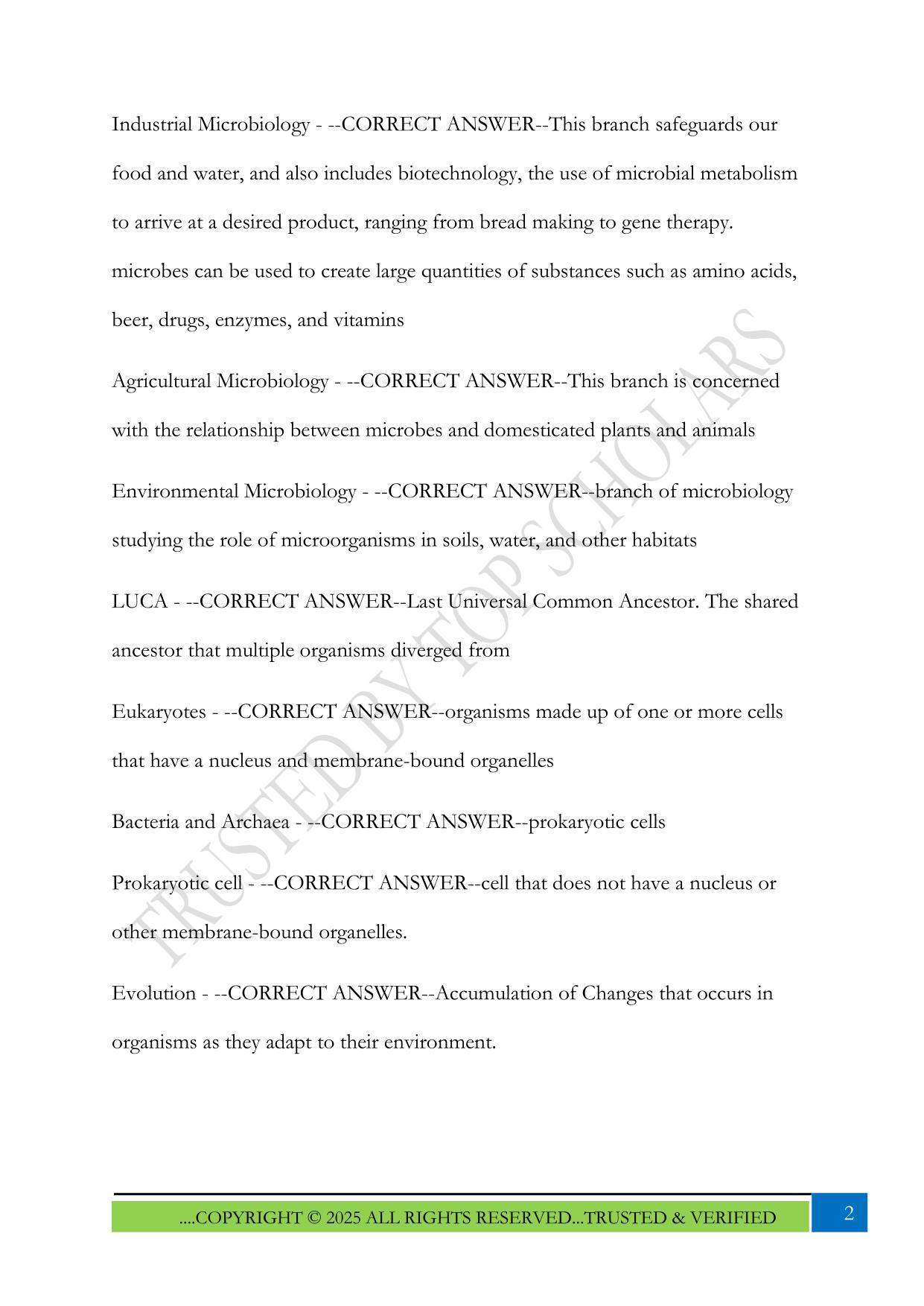 BIOS 242 Fundamentals of Microbiology Chapter 1 Exam 2025 Questions and Answers