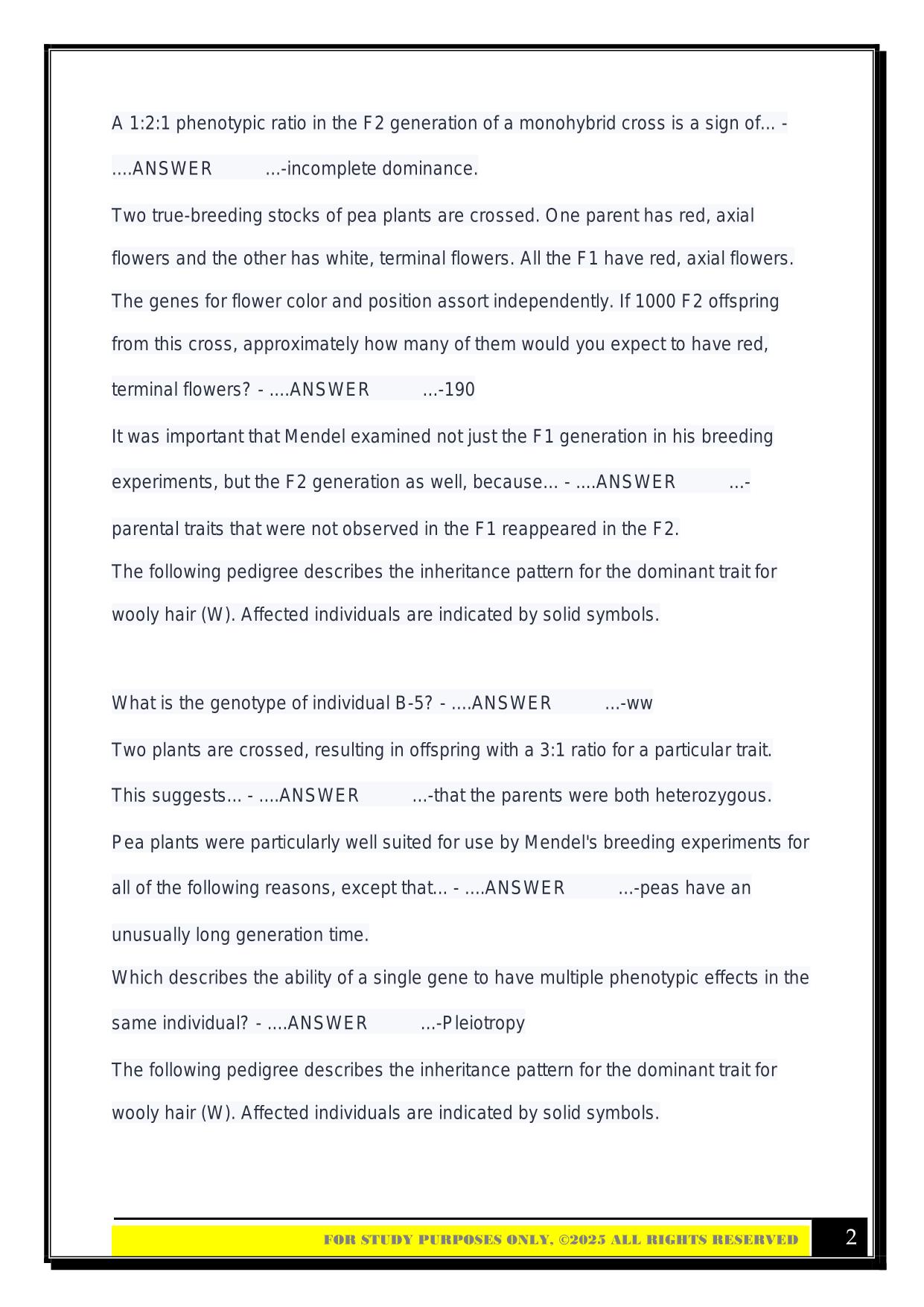 BIO 100 Exam 4 2025 Questions and Answers