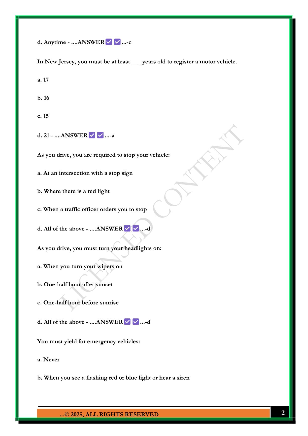 316 QUESTIONS DMV NJ 2025 WITH CORRECT ANSWERS