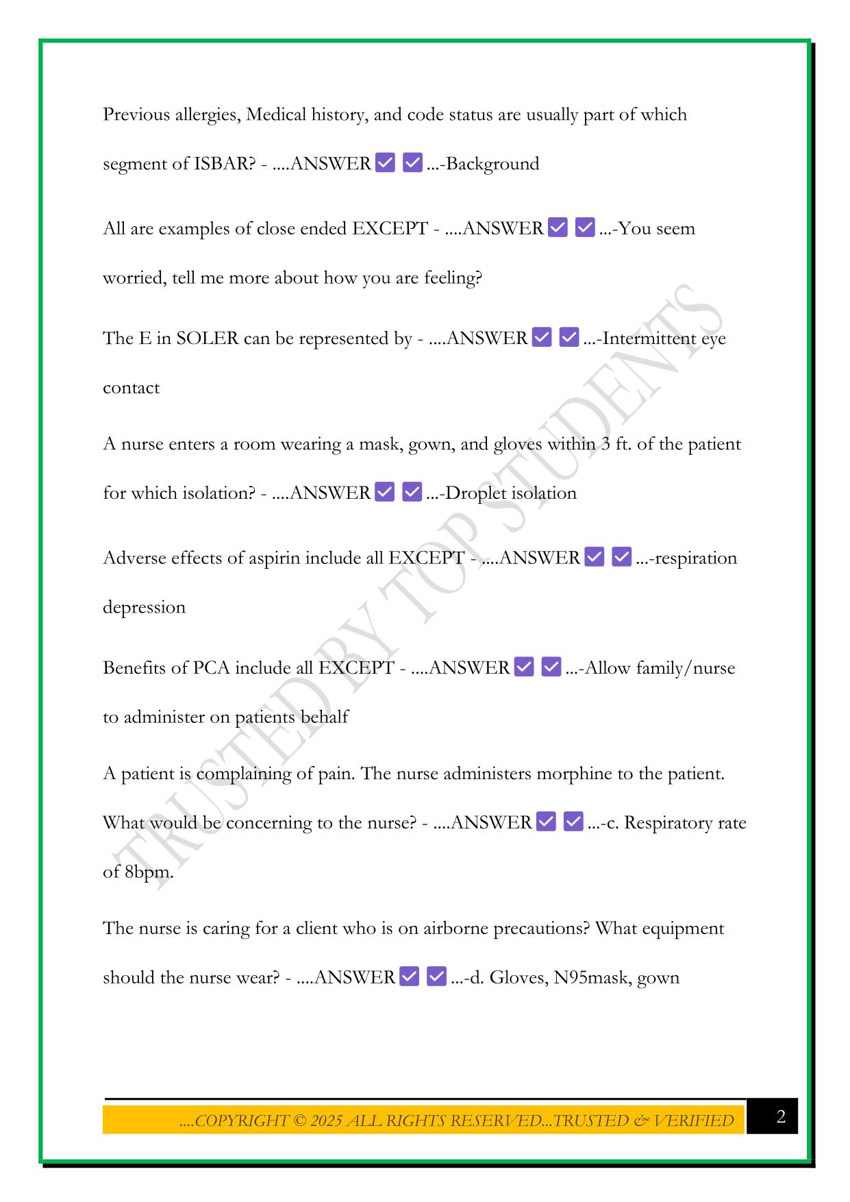 WCU NURS 100 FUNDS QUIZ 1 2025 QUESTIONS AND ANSWERS