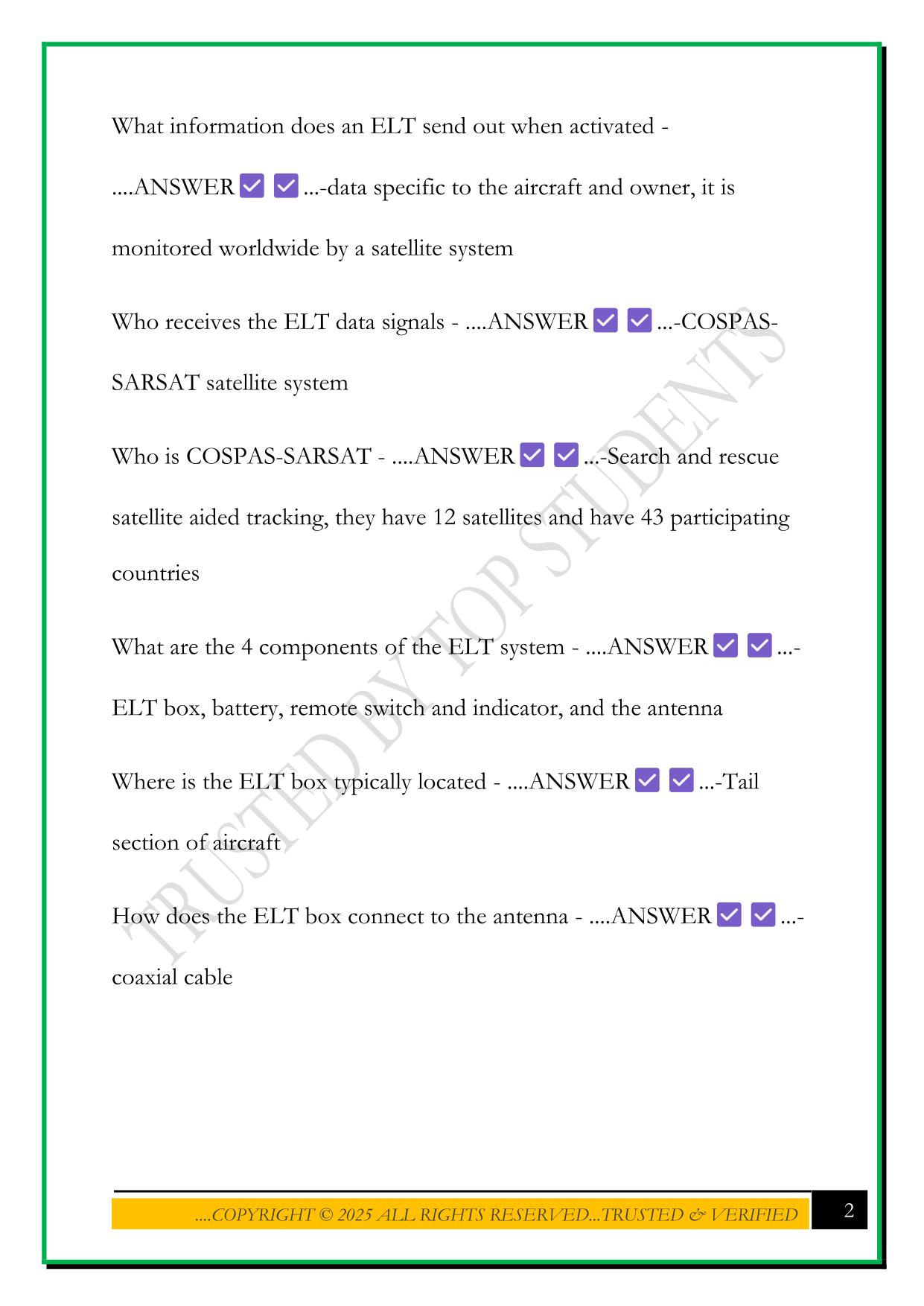AVIONICS EXAM 2 2025 QUESTIONS AND ANSWERS