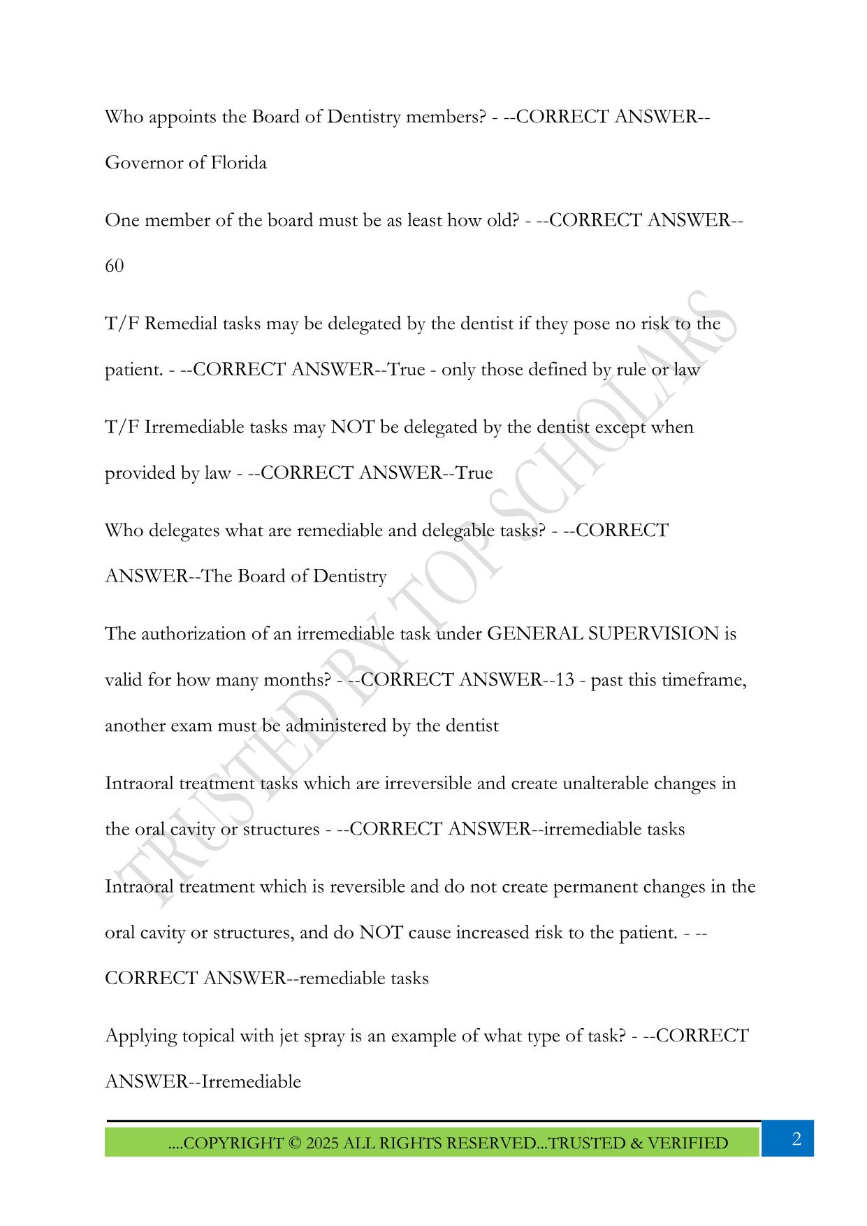 Florida Dental Law Exam 2025 Questions and Answers