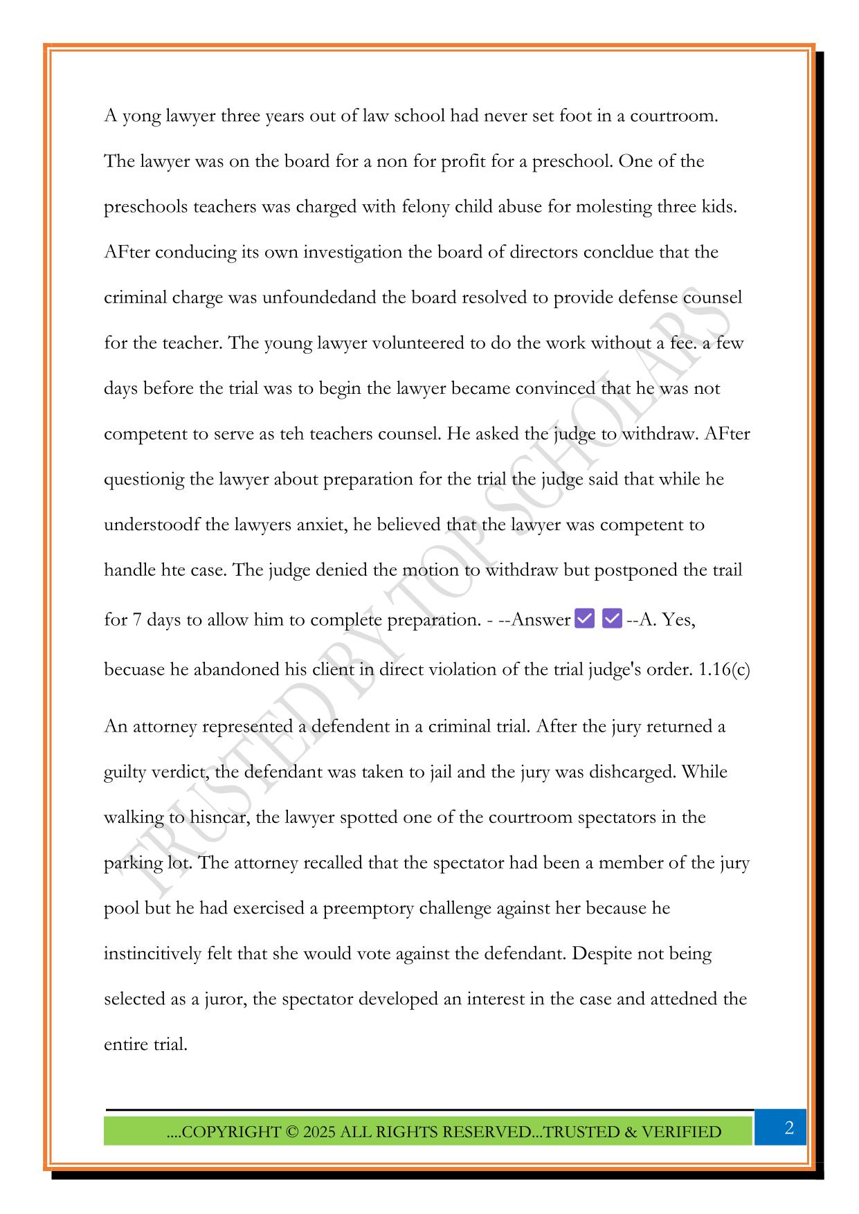 BARBRI MPRE M/C Questions 2025 with Answers