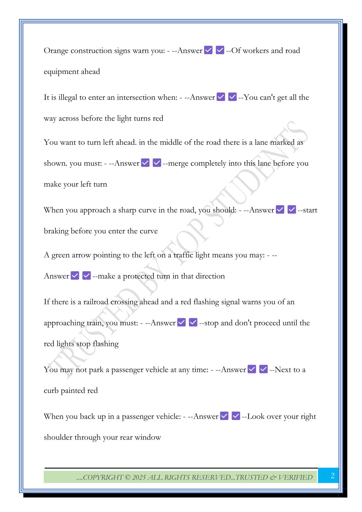 FLVS DRIVERS ED PERMIT CLASS E KNOWLEDGE EXAM 2025 QUESTIONS AND ANSWERS