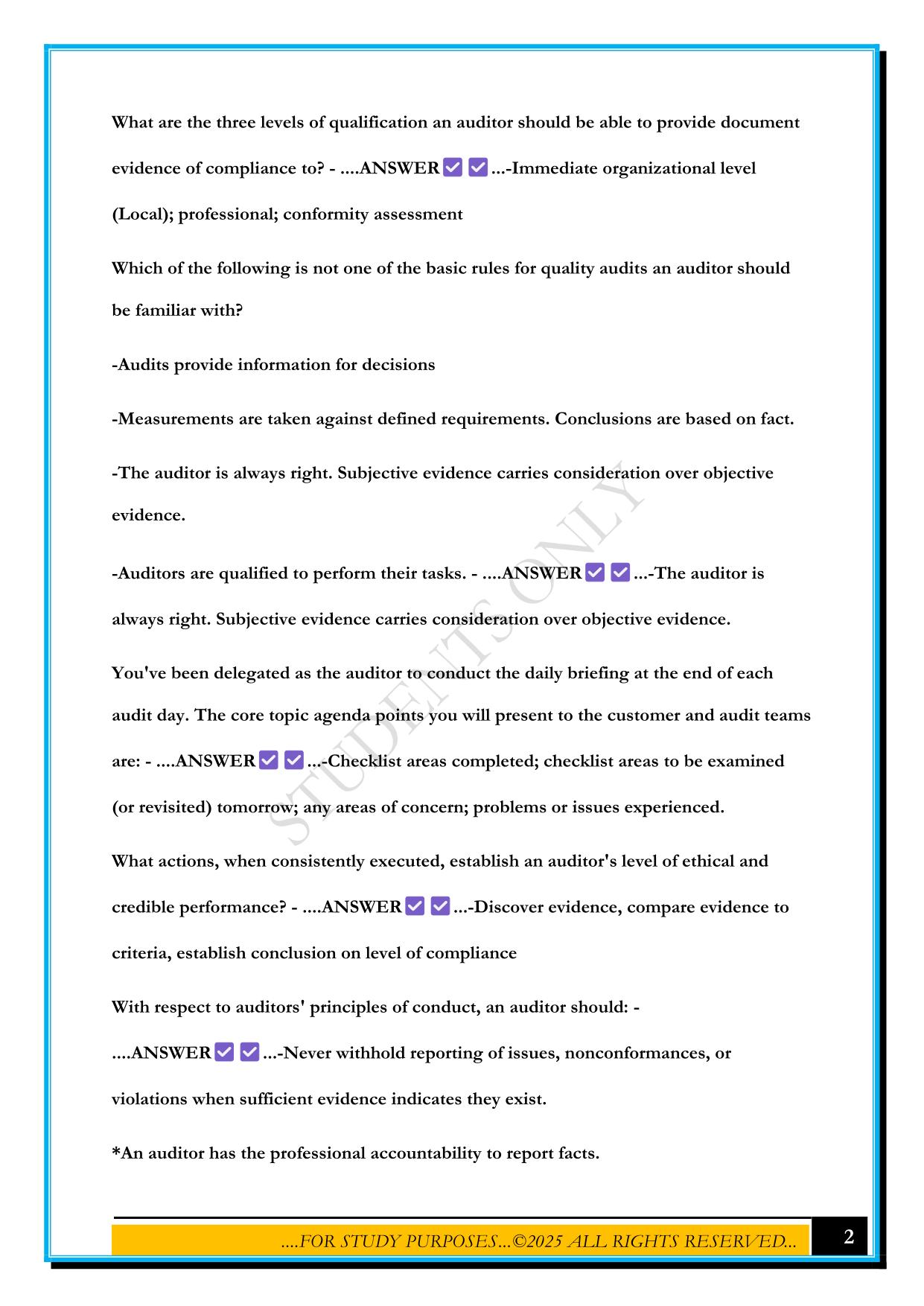 CQA EXAM 2025 QUESTIONS AND ANSWERS
