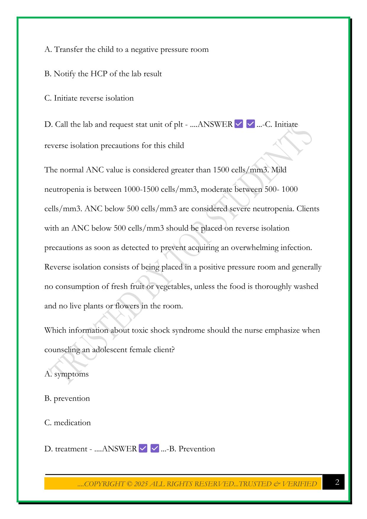 PEDS HESI REMEDIATION EXAM 2025 QUESTIONS AND ANSWERS