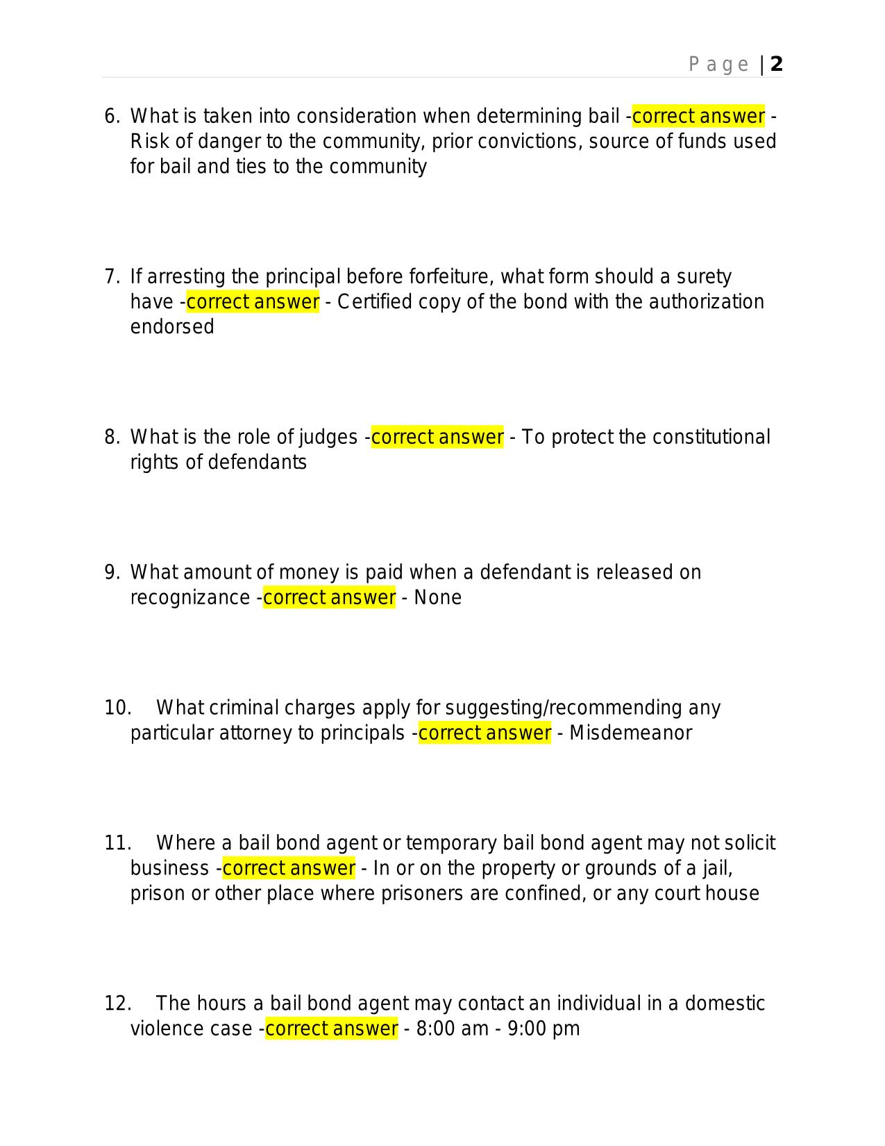 FLORIDA BAIL BOND STATE LICENSING TEST GUIDE 2025 QUESTIONS AND ANSWERS.