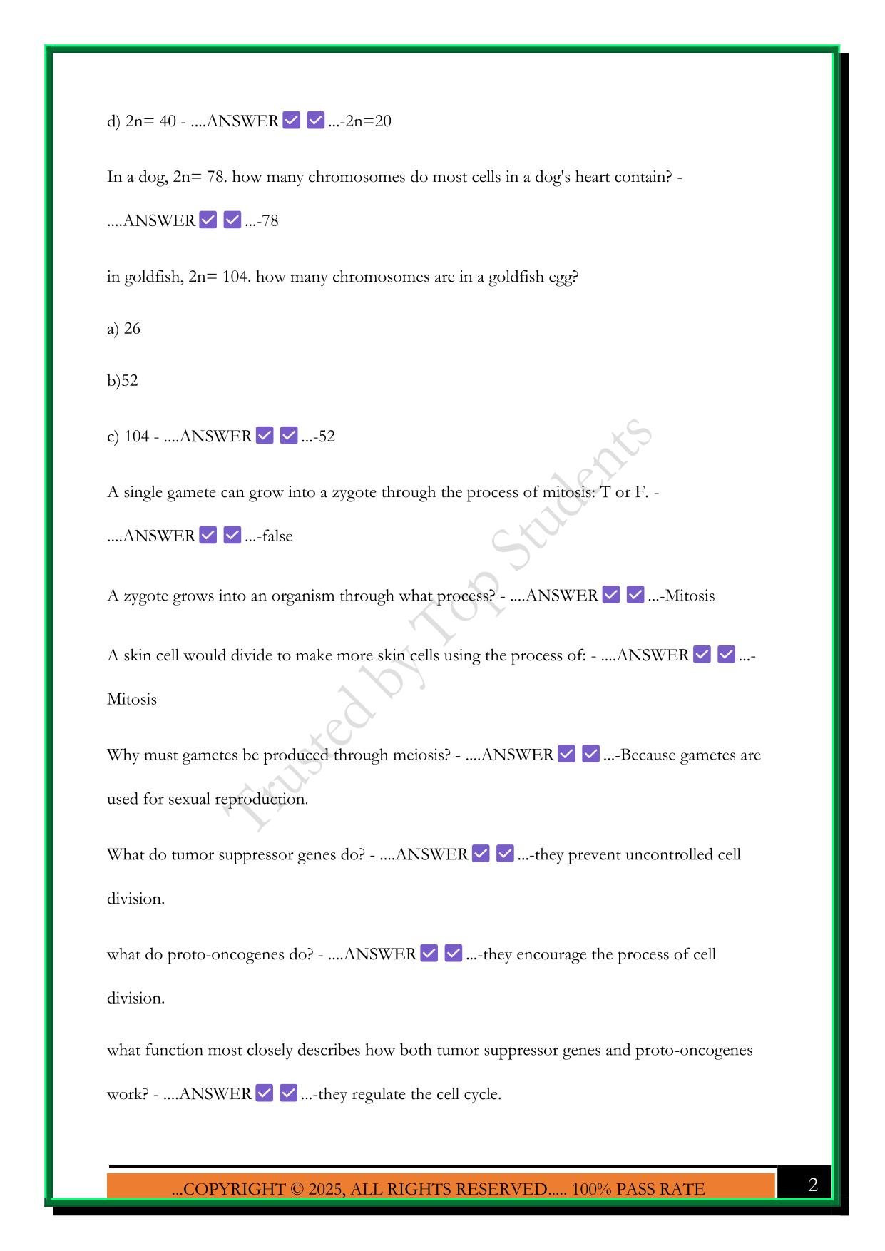C190 WGU- INTRO TO BIO, UNIT 5 EXAM 2025 QUESTIONS AND ANSWERS