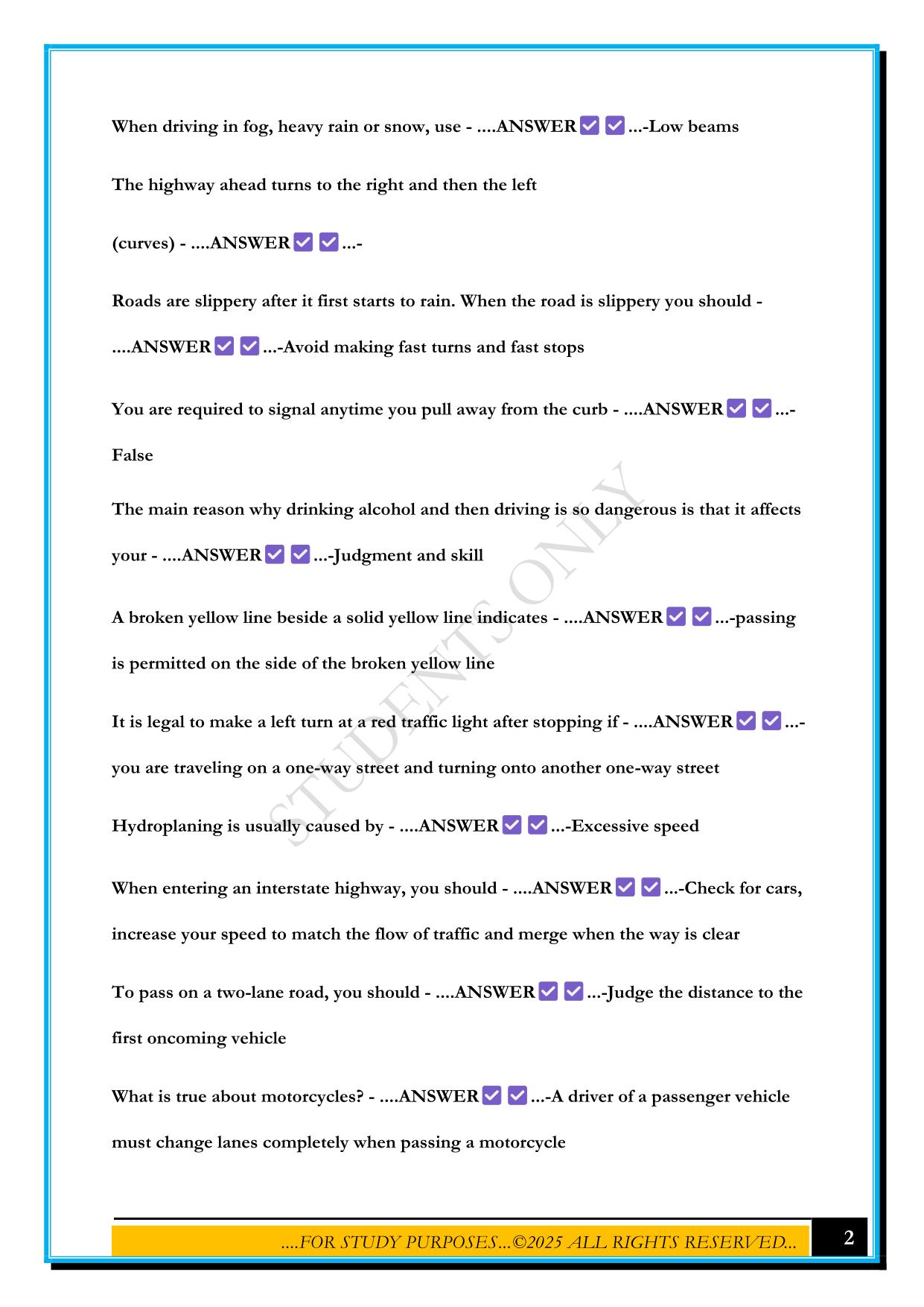 OKLAHOMA PERMIT TEST 2025 QUESTIONS AND ANSWERS