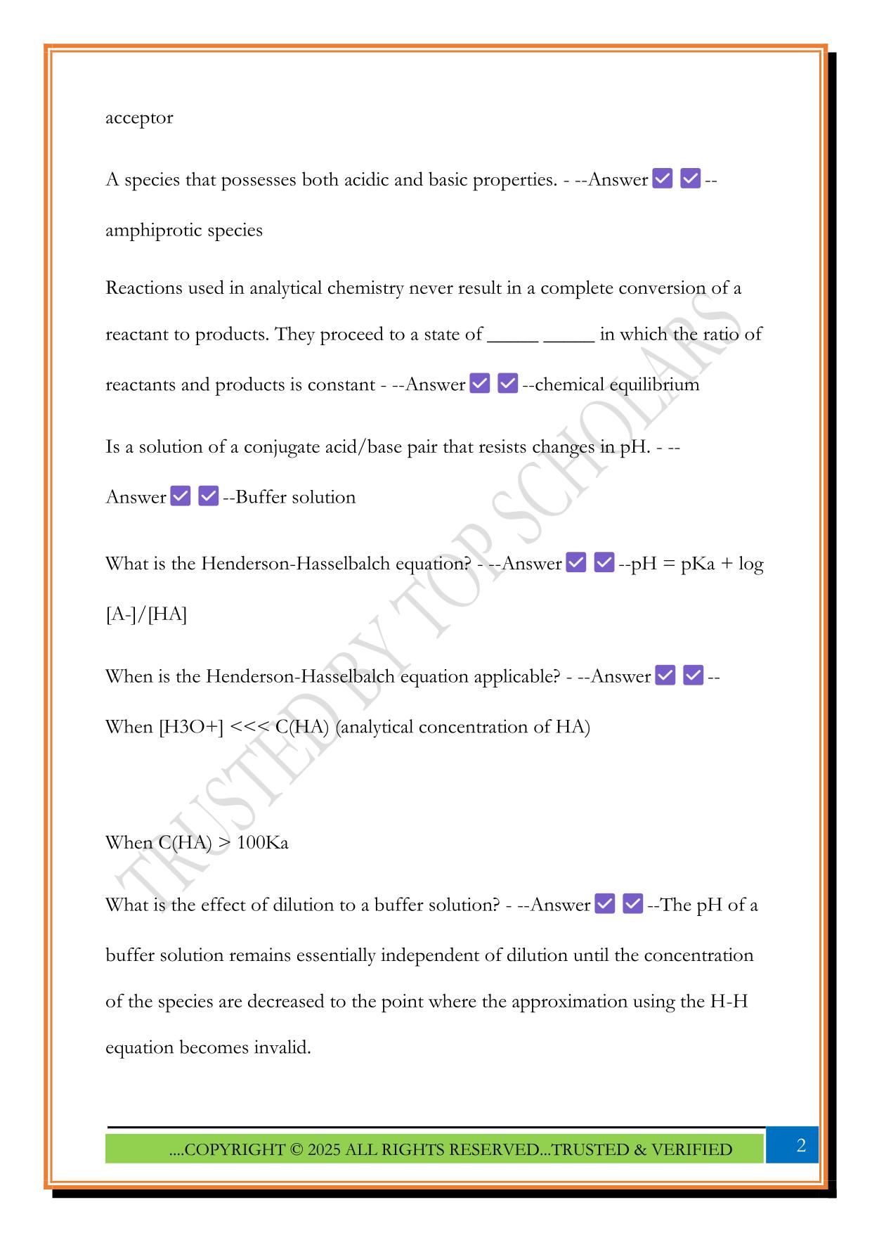 Analytical Chemistry Exam 2 2025 Questions and Answers