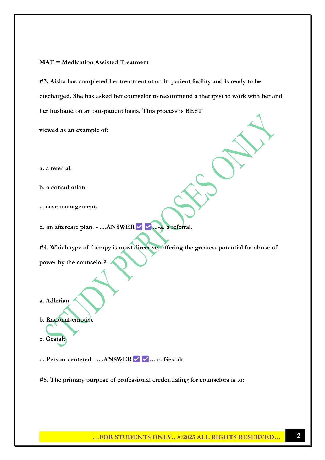 LCDC Quiz # 1 (study manual) 2025 Questions and Answers