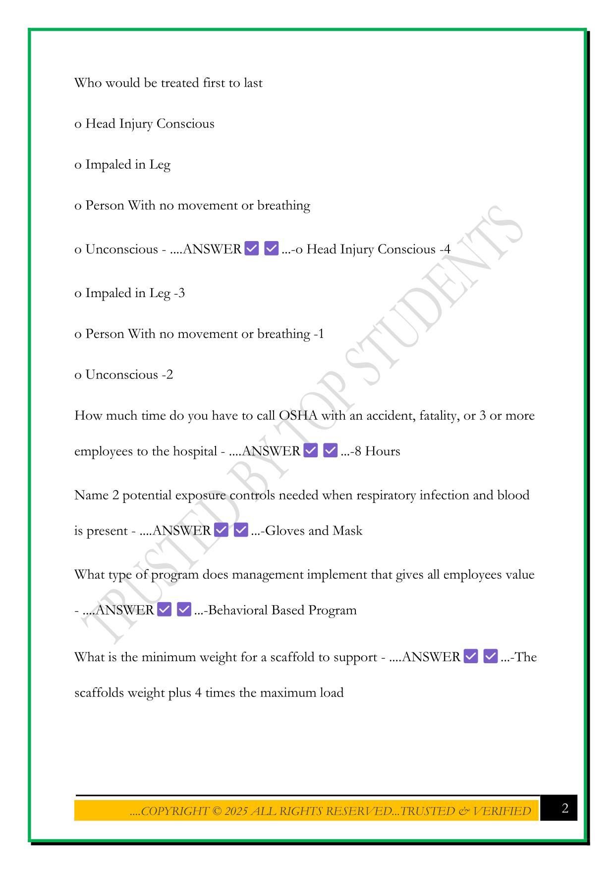 OSHA 30 FINAL EXAM 2025 QUESTIONS AND ANSWERS