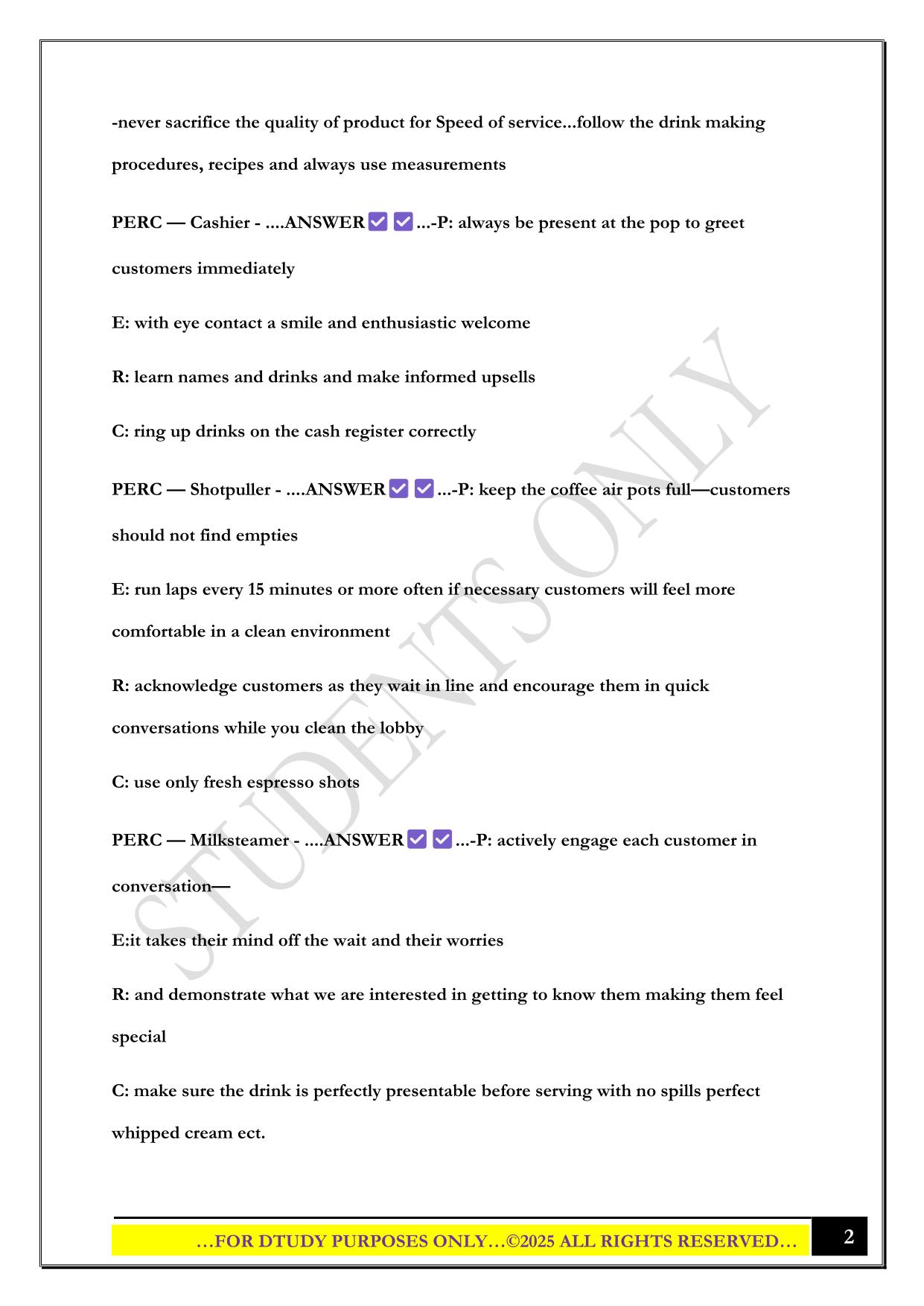 BIGGBY COFFEE EXAM 2025 QUESTIONS AND ANSWERS