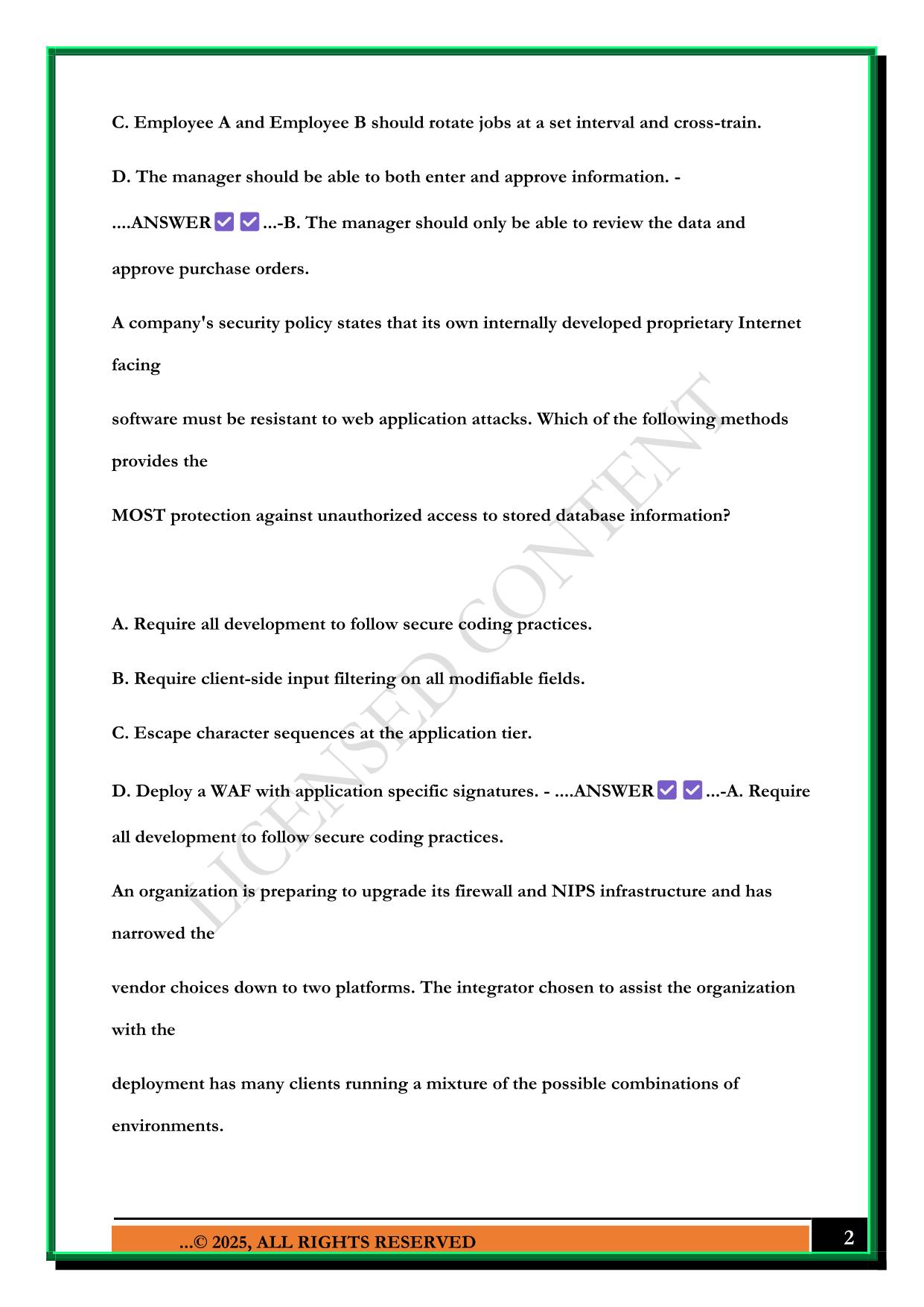 CASP 4 EXAM 2025 QUESTIONS AND ANSWERS