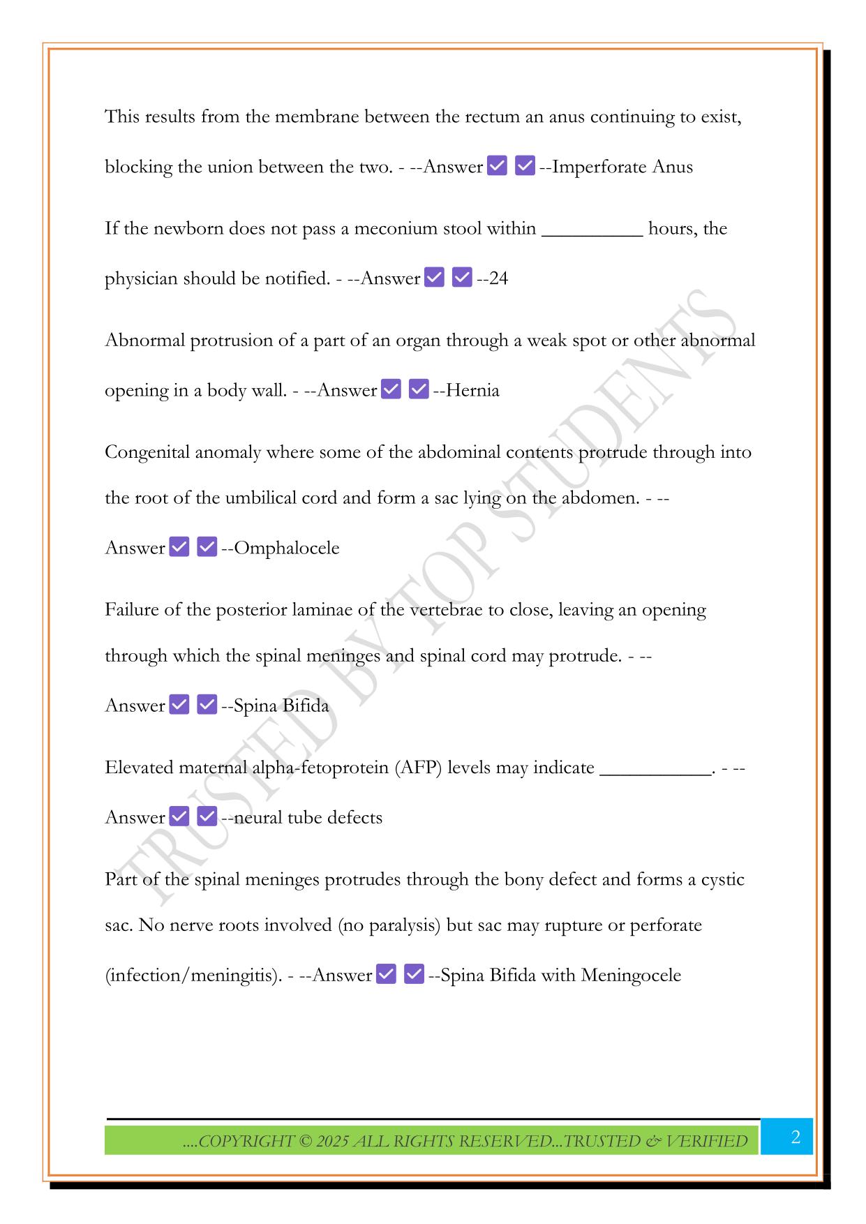 Pediatrics Unit 3 Exam 2025 Questions and Answers