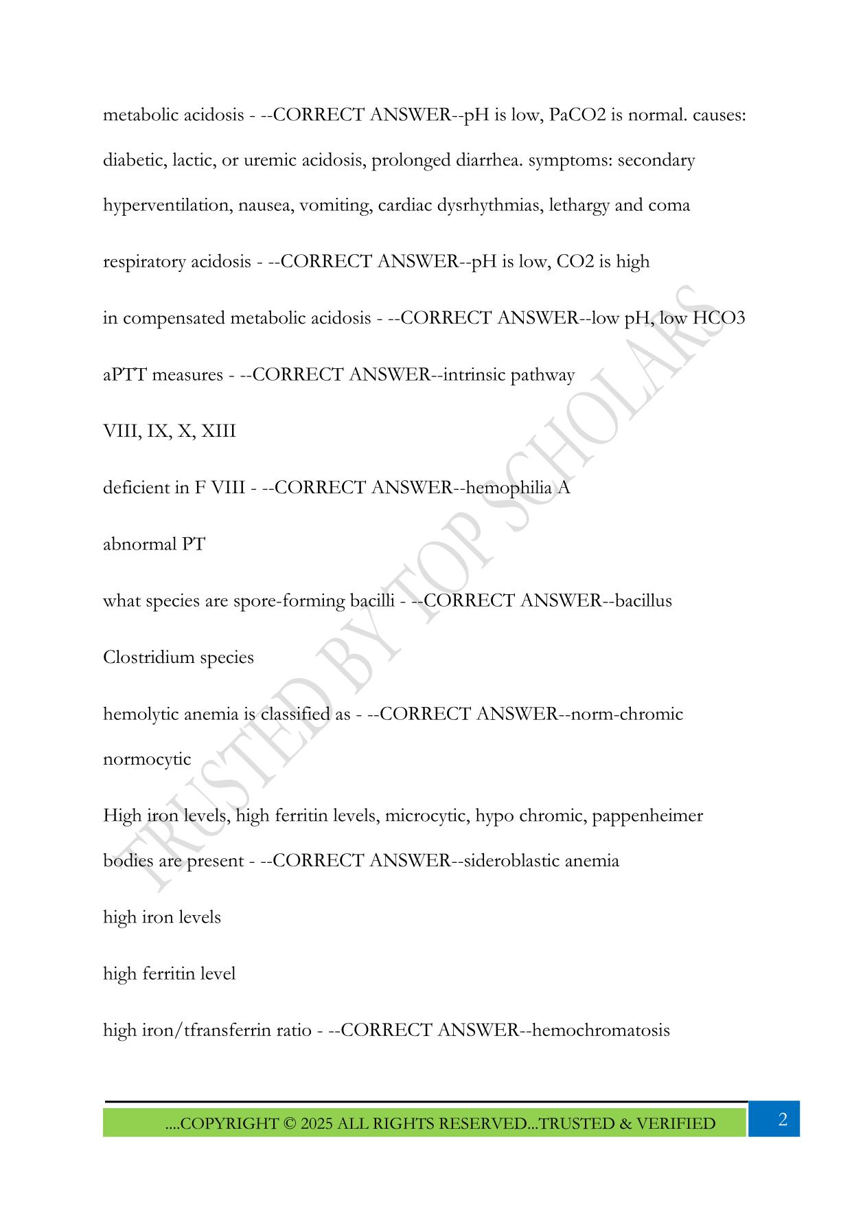 csmls exam 2025 Questions and Answers