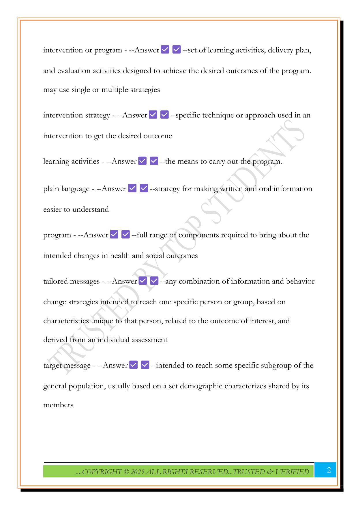 CHES EXAM Area of Responsibility 3 2025 Questions and Answers