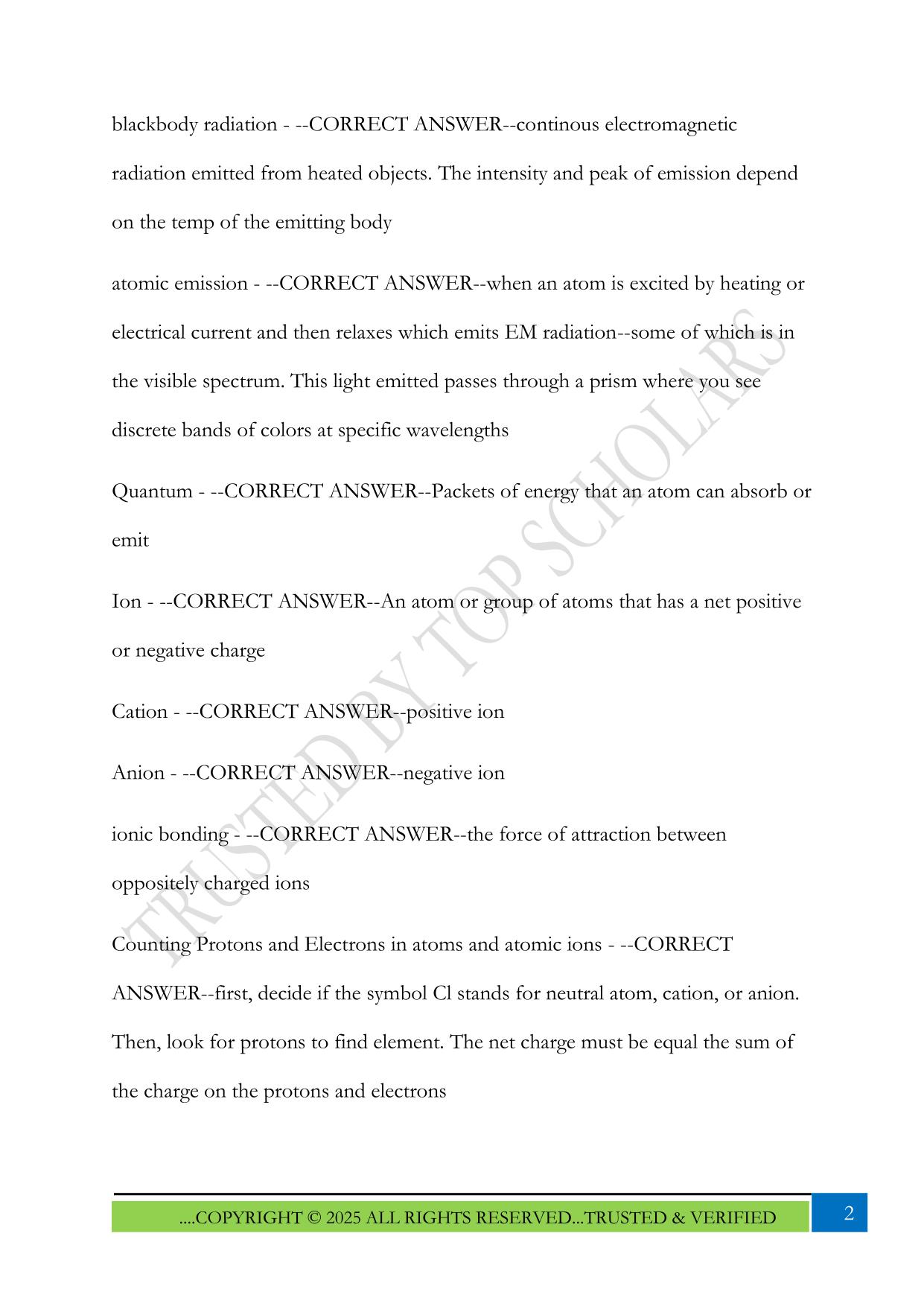 Chem142 Unit 1 Exam 2025 Questions and Answers