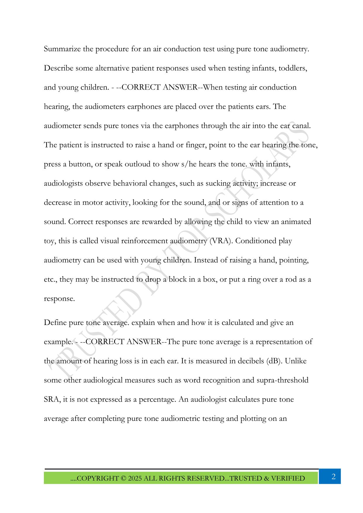 Audiology Praxis Study Set 2022- Assessment section Exam 2025 Questions and Answers