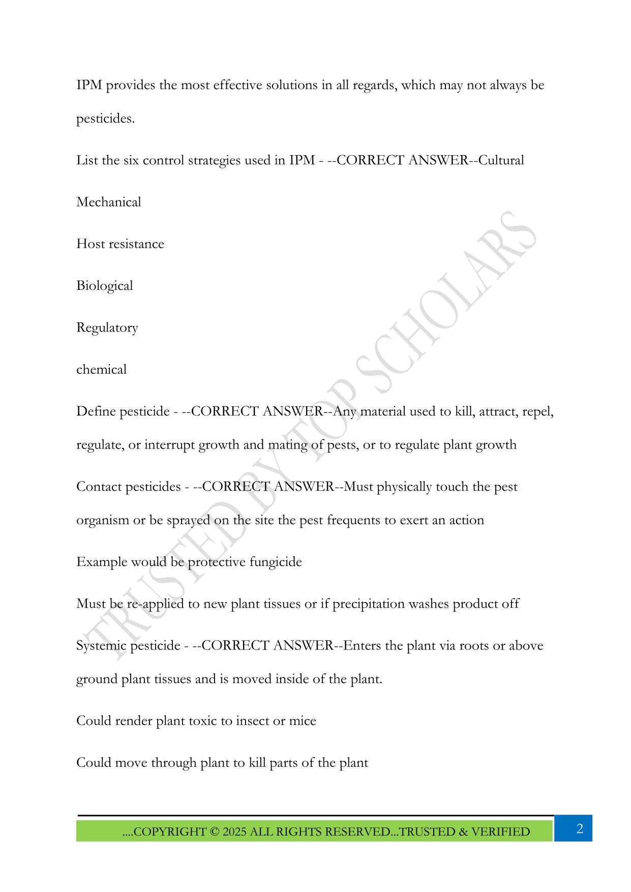 Iowa 3OT Pesticide Manual Exam 2025 Questions and Answers