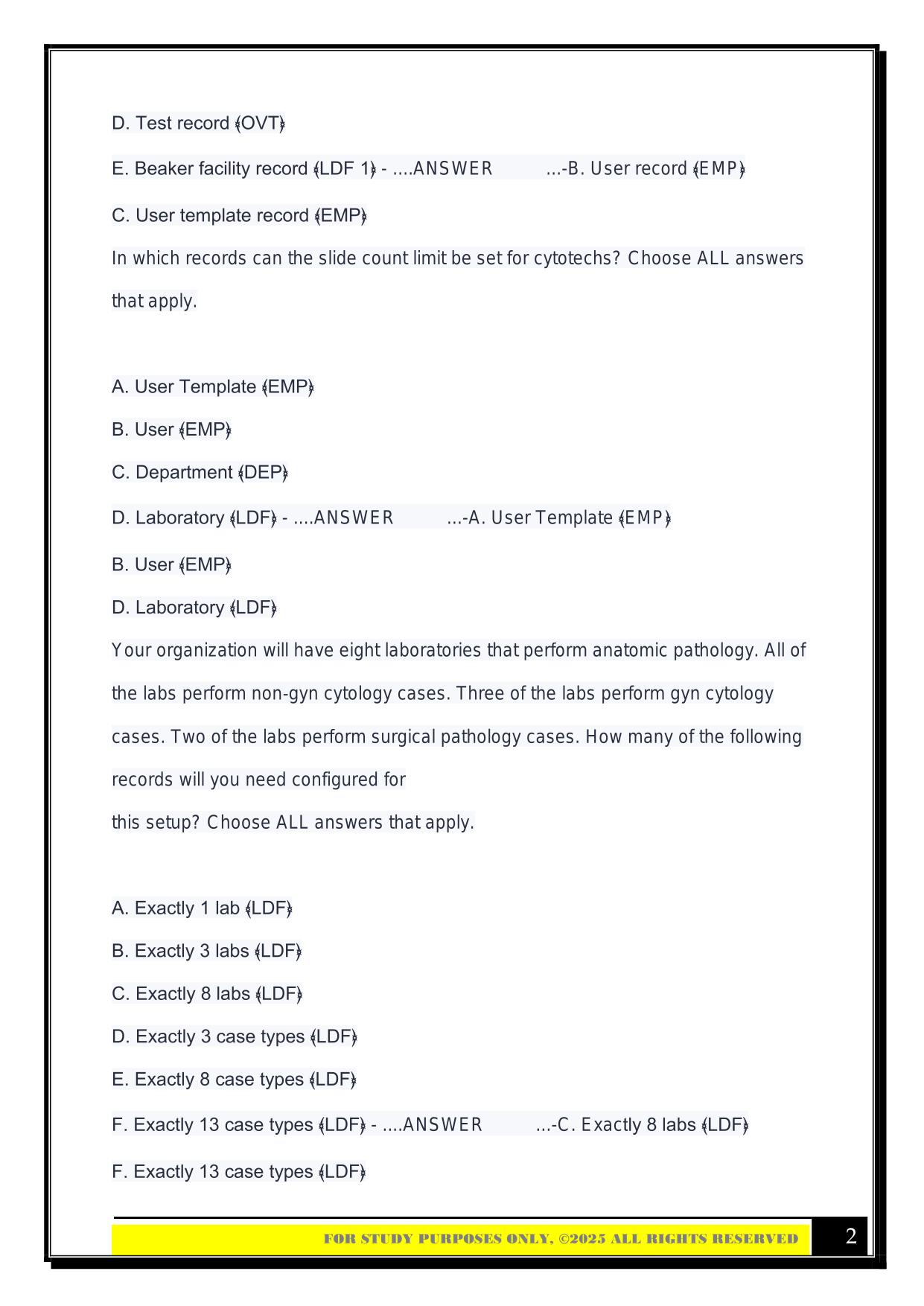 APL 250 Beaker Anatomic Pathology Exam 2025 Questions and Answers