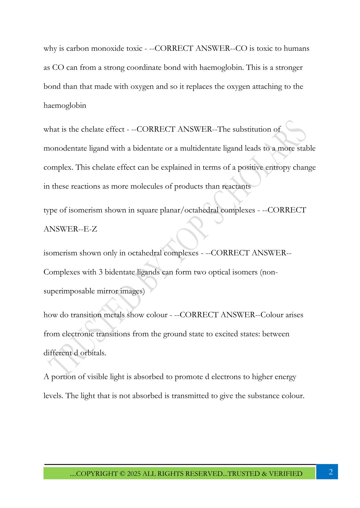 AQA Chemistry A level Exam 2025 Questions and Answers