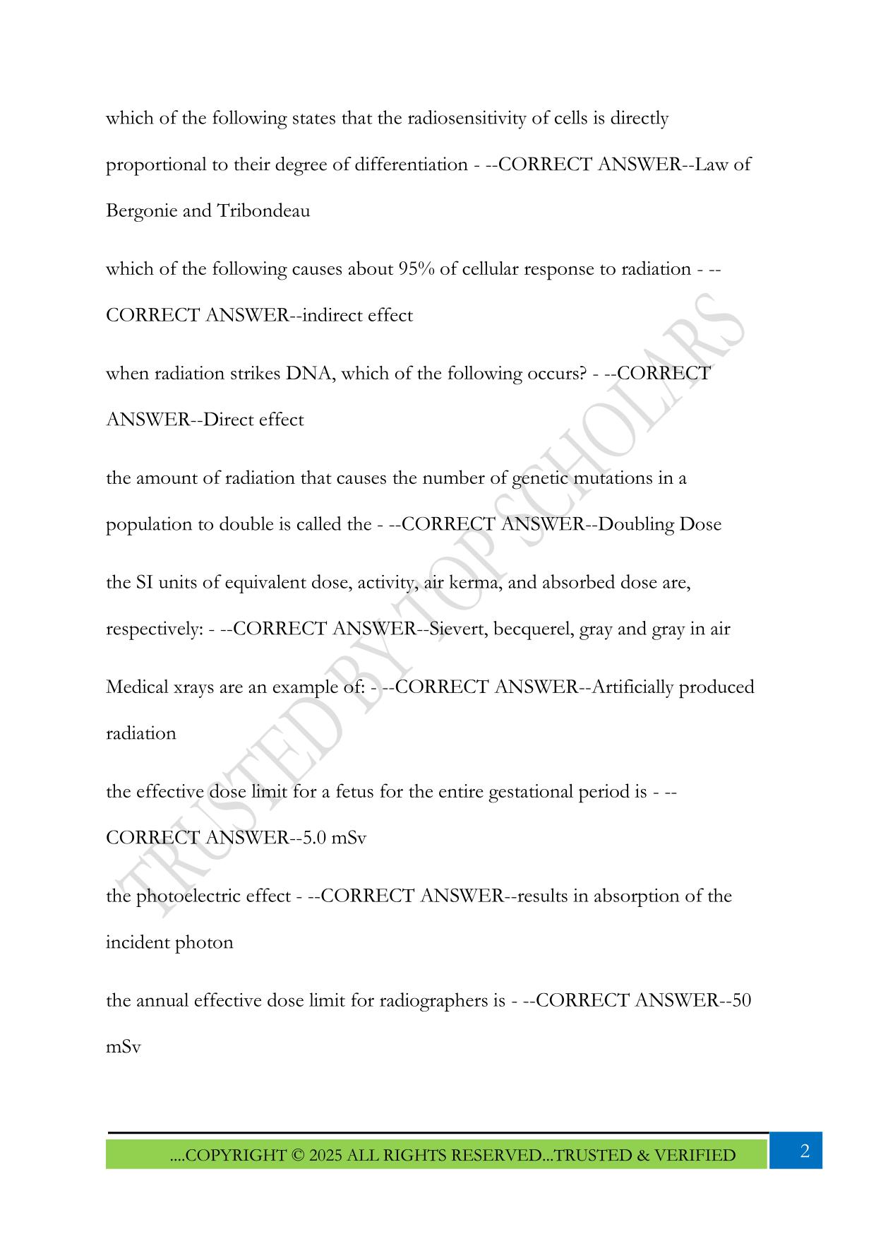 Mosbys Comprehensive Review of Radiography-CHALLENGE TEST #2 2025 Questions and Answers