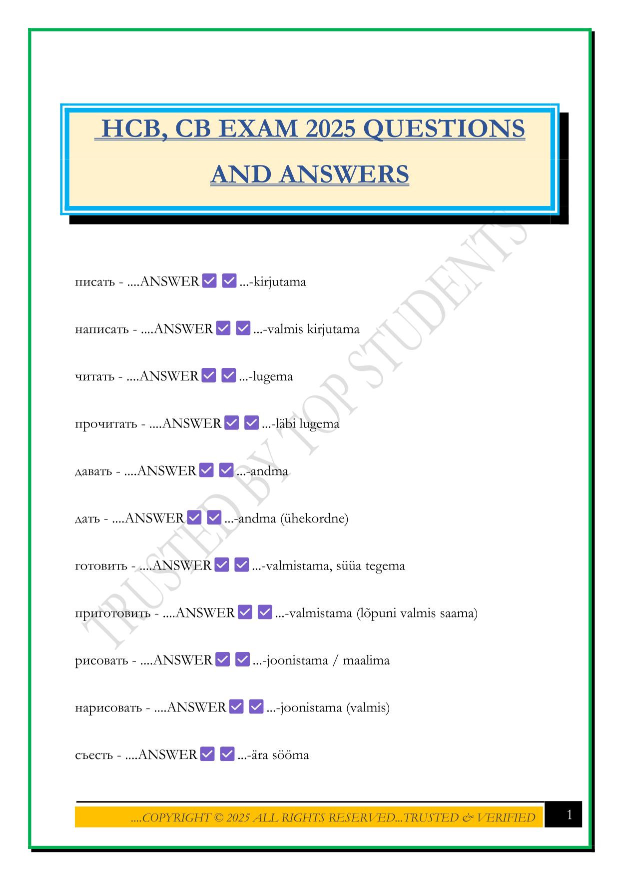 NAVY HOSPITAL CORPSMAN/HCB Bundled Exams Questions and Answers |100% Pass |Verified and Updated 