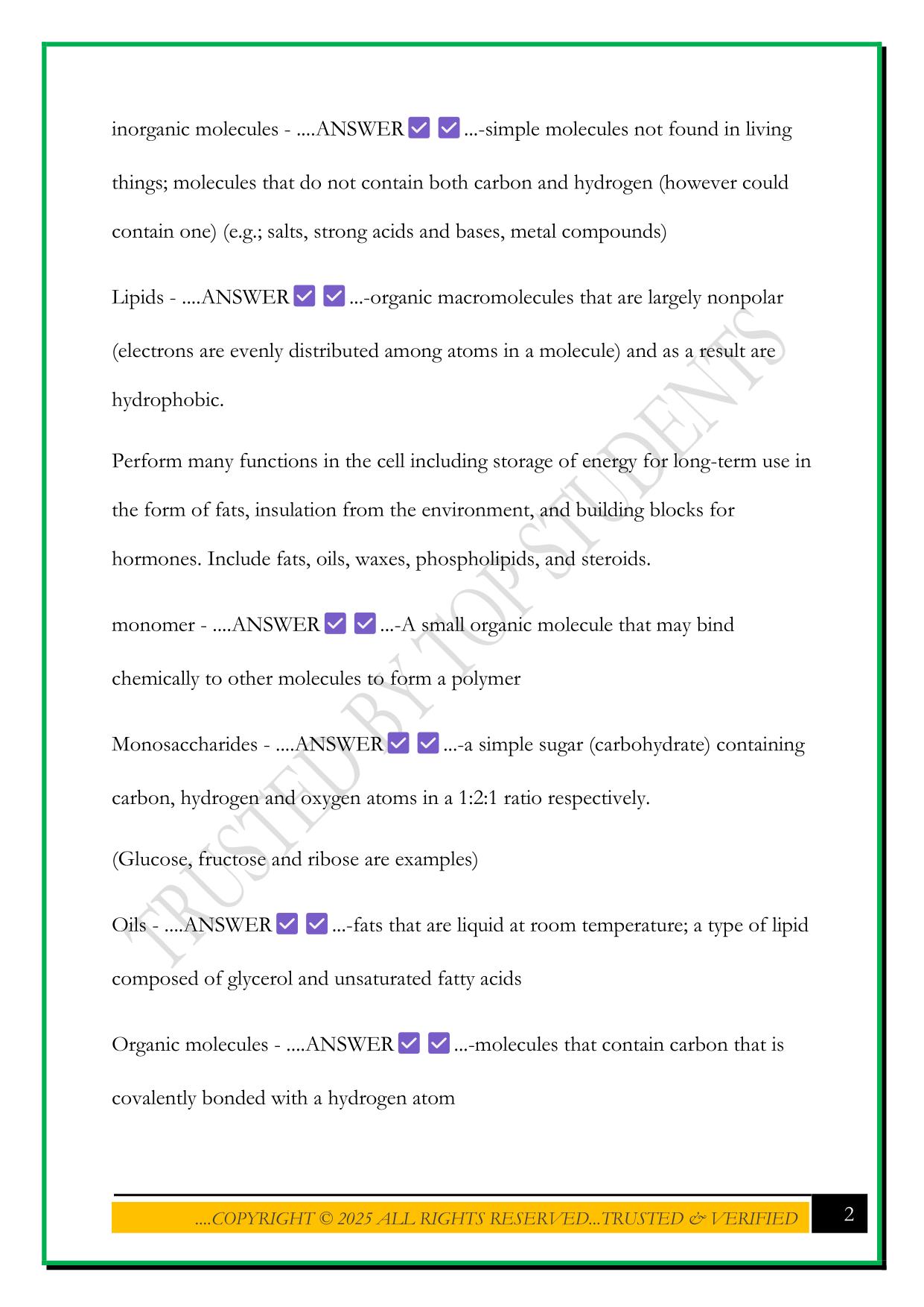 WGU C190- MODULE 5, 6, 7 INTRO TO BIOLOGY EXAM WITH CORRECT ANSWERS (GRADED A)