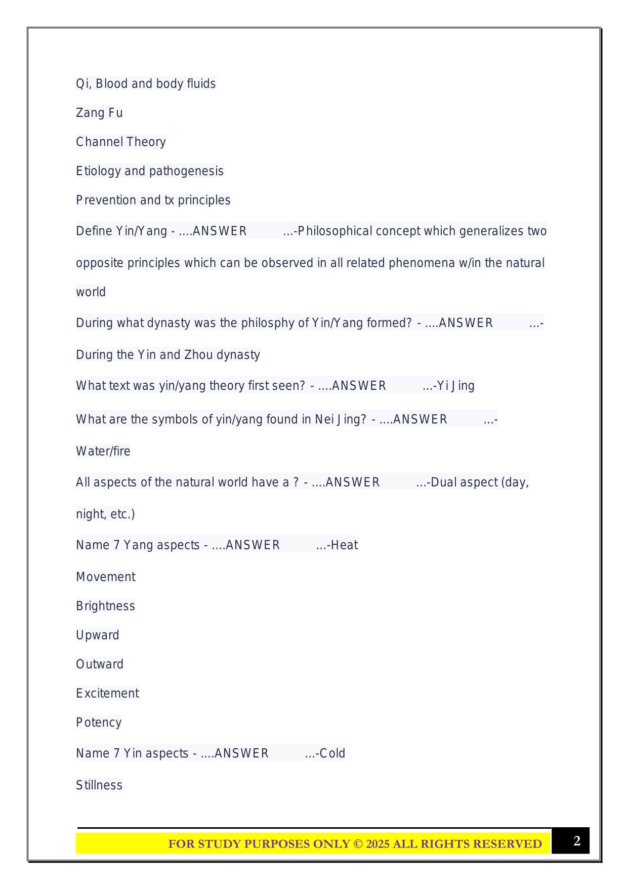 TCM board exam – fundamentals Exam 2025 Questions and Answers