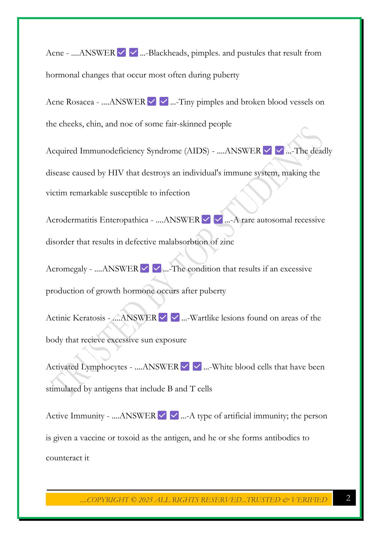 HOSA PATHOPHYSIOLOGY EXAM 2025 QUESTIONS AND ANSWERS