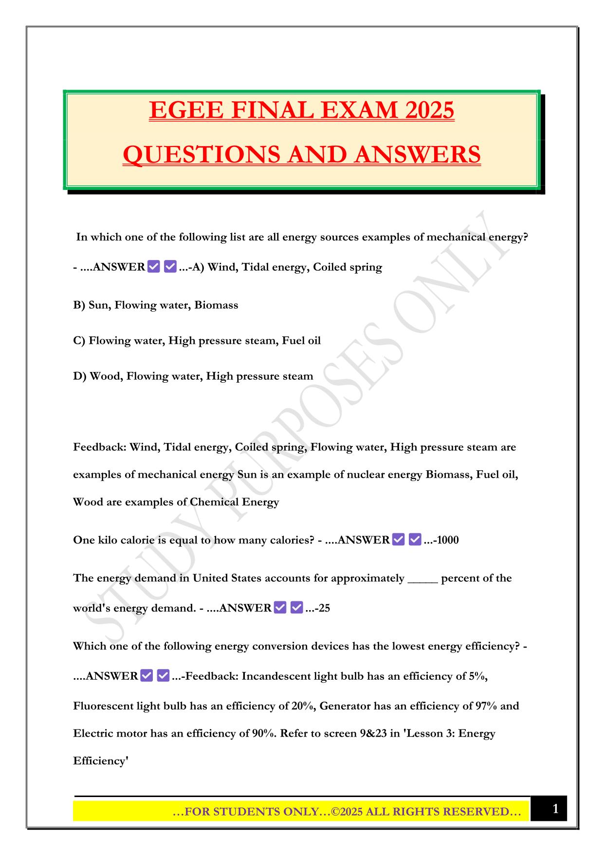 EGEE FINAL EXAM 2025 QUESTIONS AND ANSWERS