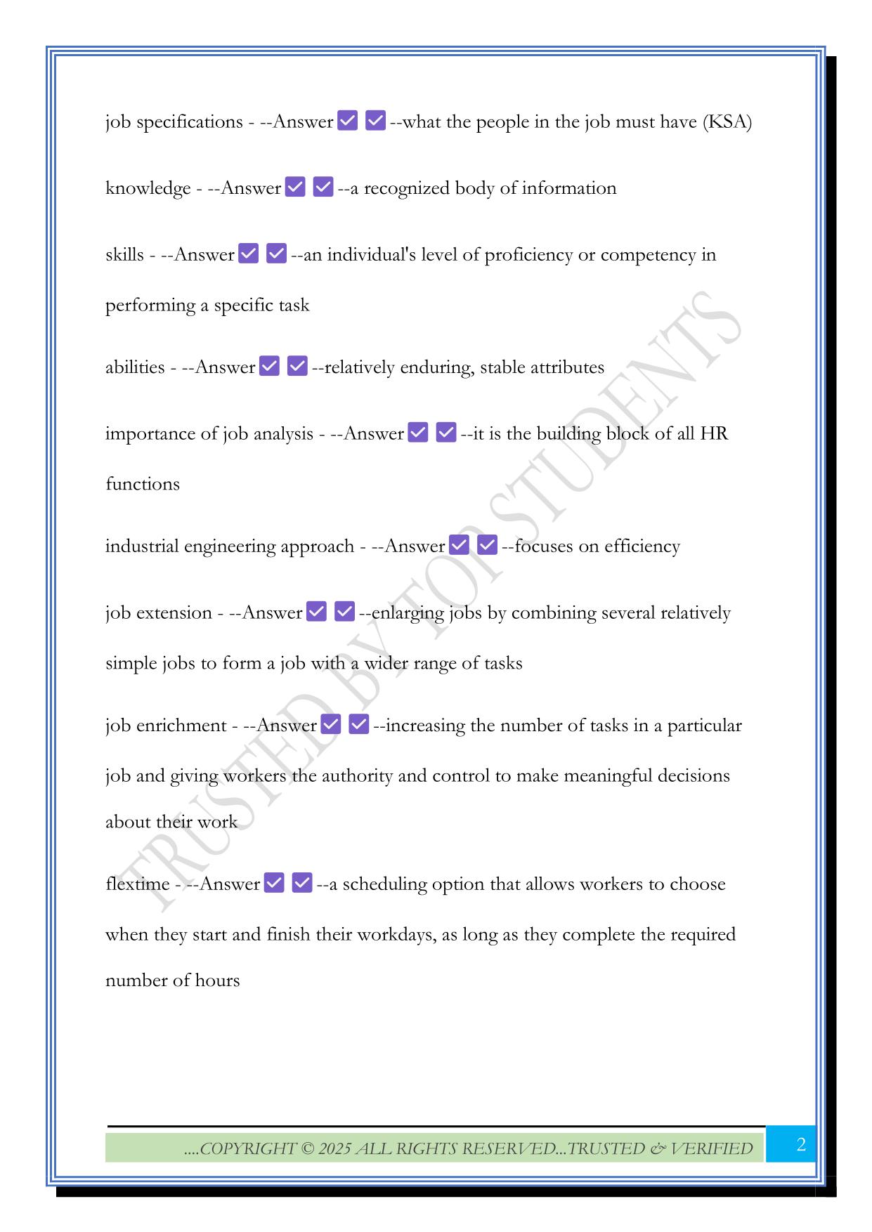 HRMN 3420 Walker Exam 2 2025 Questions and Answers