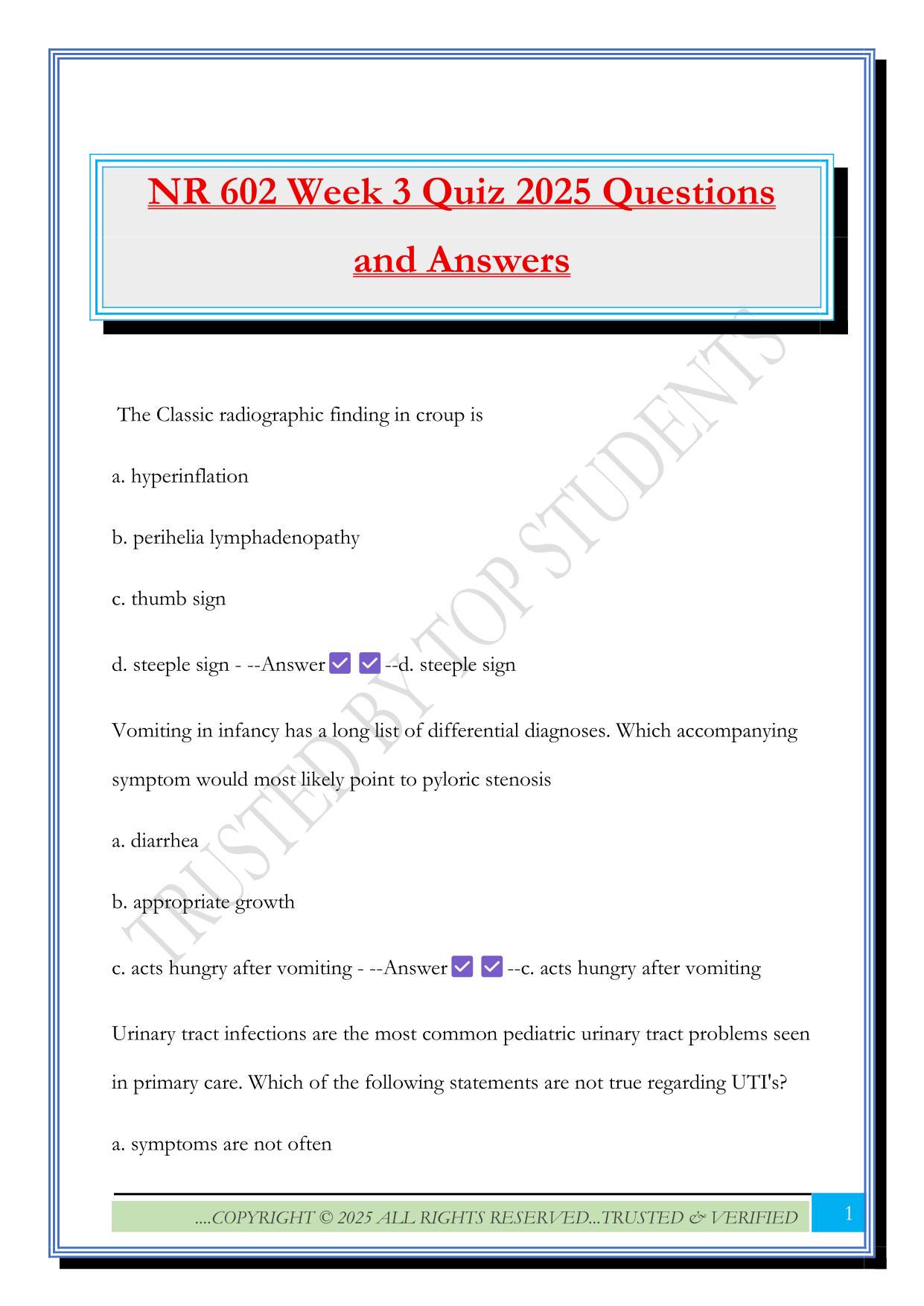 NR 602 Week 3 Quiz 2025 Questions and Answers