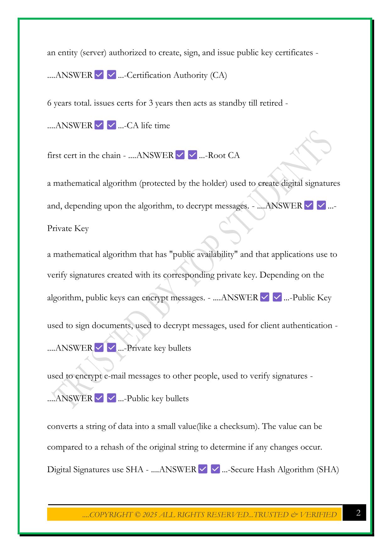 PKI/LRA EXAM 2025 QUESTIONS AND ANSWERS