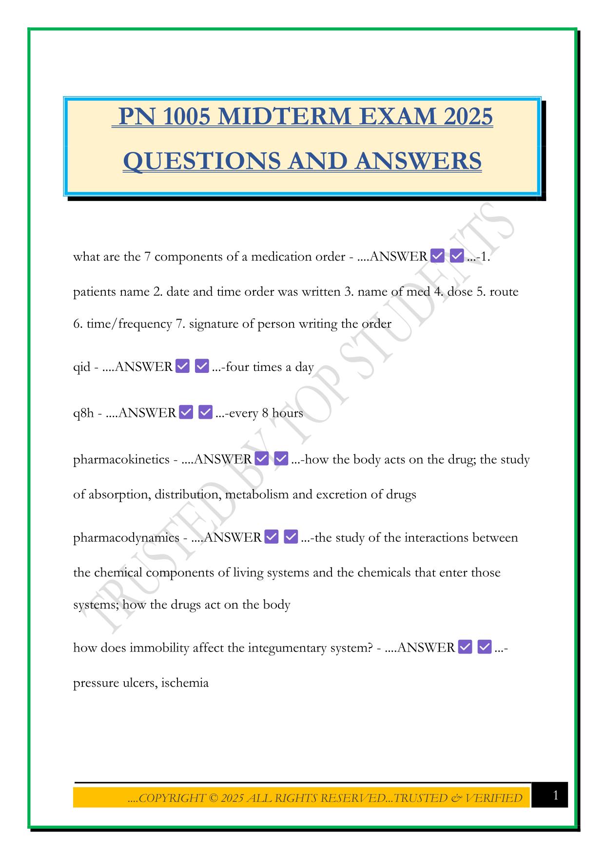 PN 1005 FINAL EXAM 2025 QUESTIONS AND ANSWERS