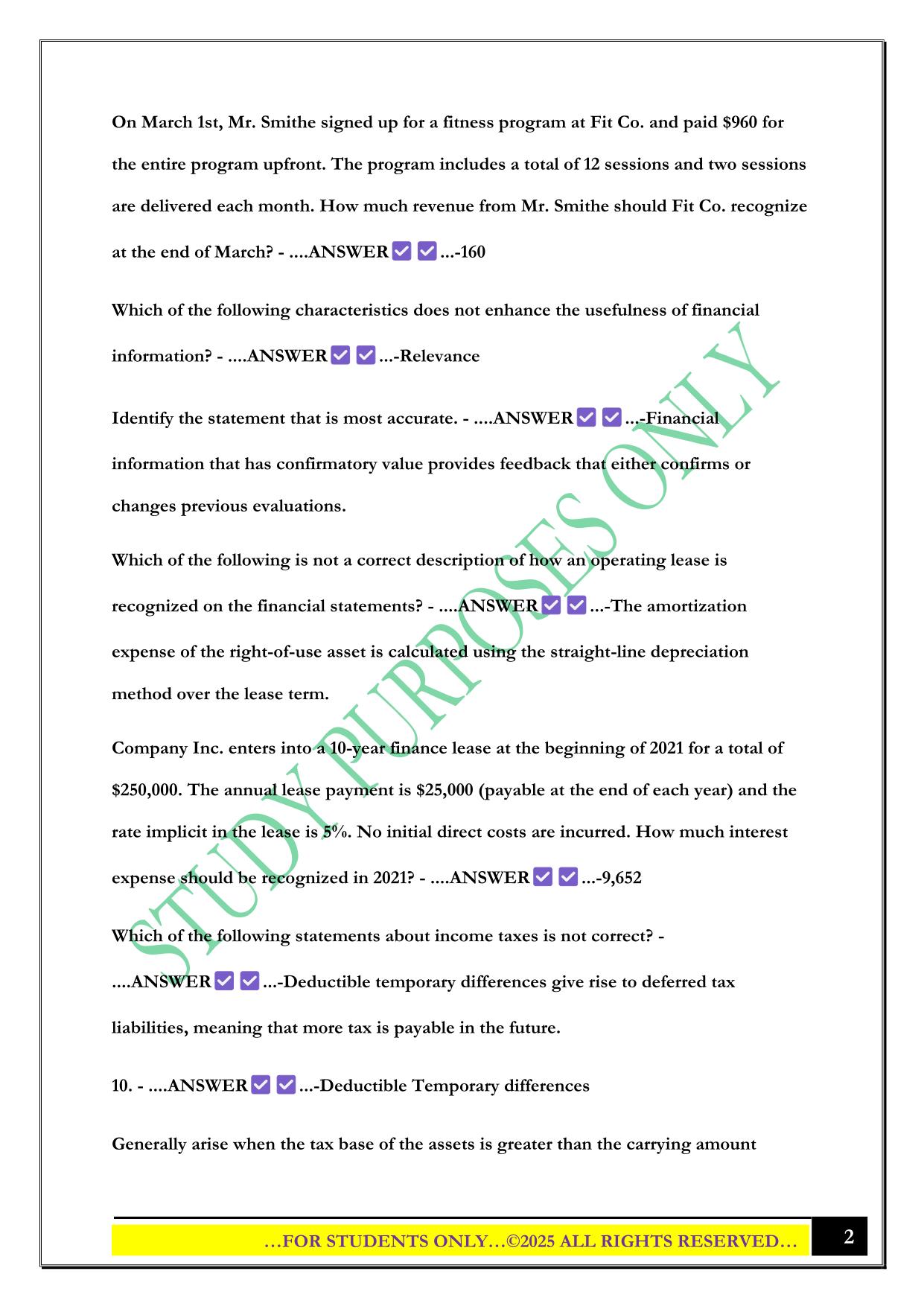 CFI FMVA 6 EXAM 2025 QUESTIONS AND ANSWERS