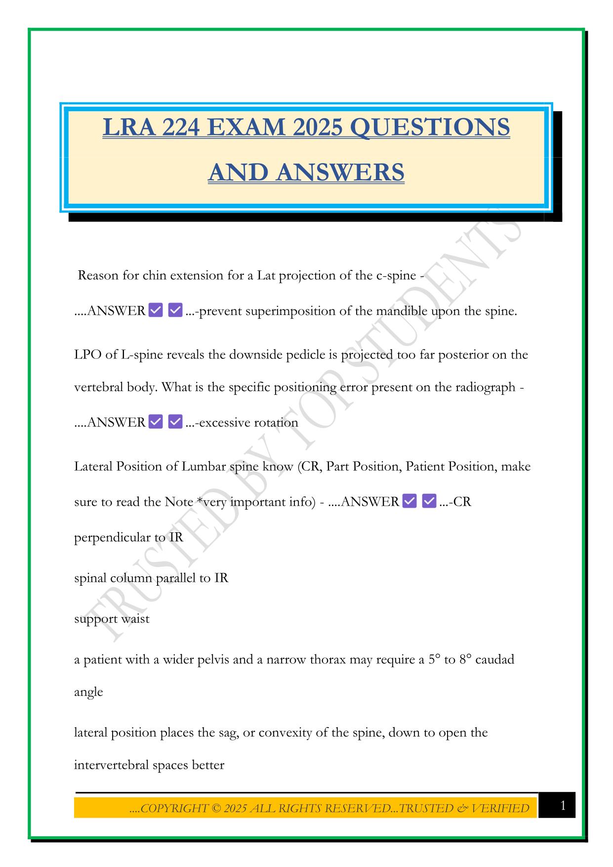 LRA 224 EXAM 2025 QUESTIONS AND ANSWERS