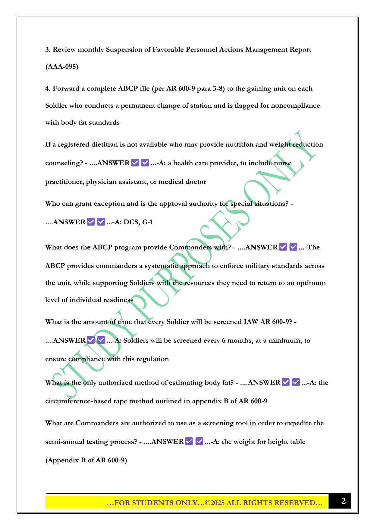 NCO Board Questions (ABCP) 2025 with Answers