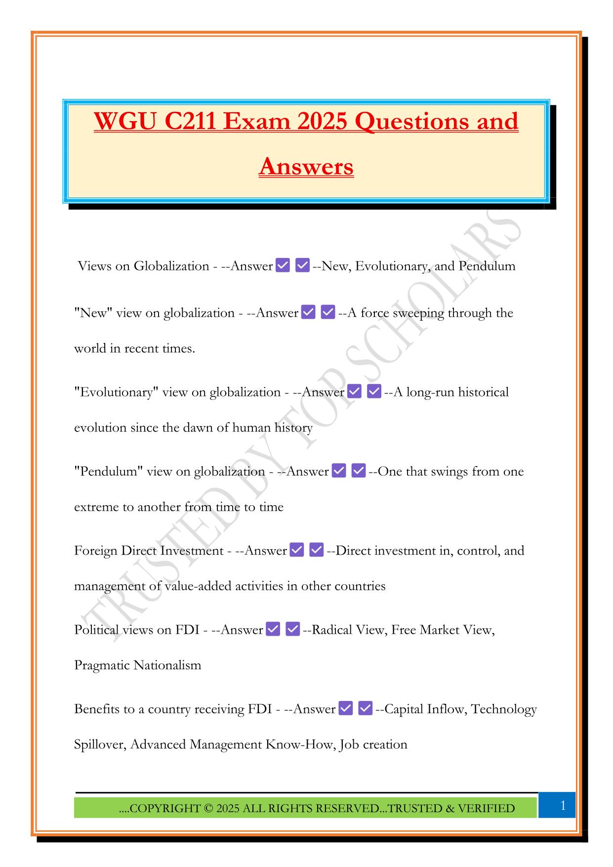 WGU C211 Exam 2025 Questions and Answers