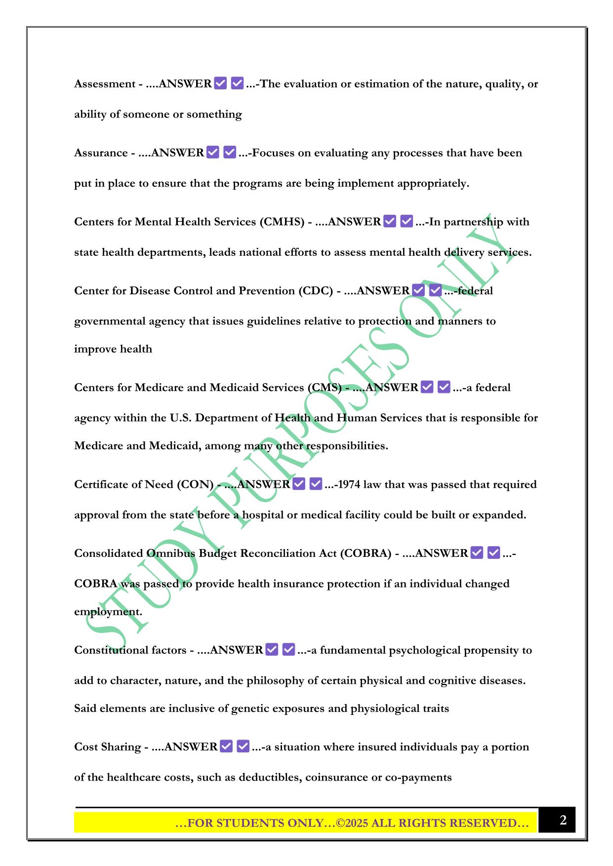 Basics of the U.S. Healthcare System, Chapter 1 Exam 2025 Questions and Answers