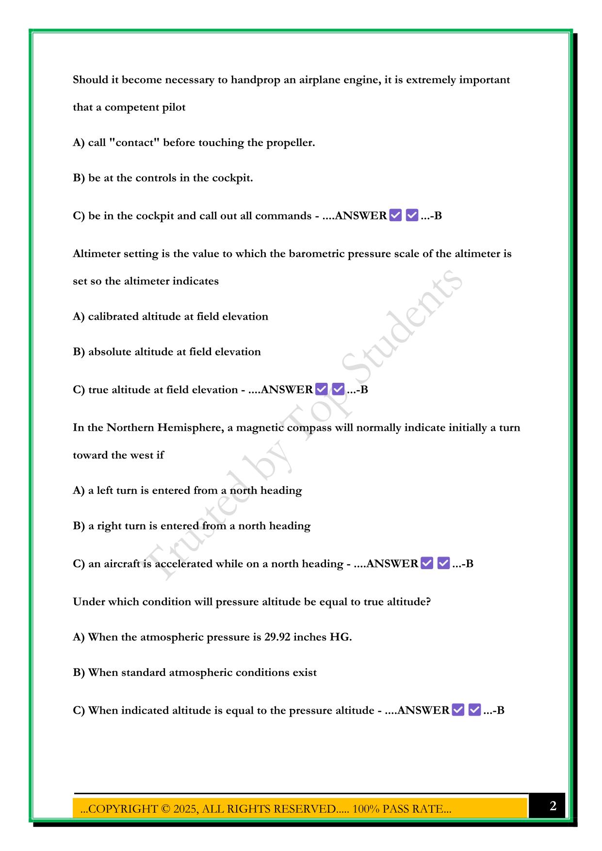 PRIVATE PILOT GROUND FINAL EXAM 2025 QUESTIONS AND ANSWERS