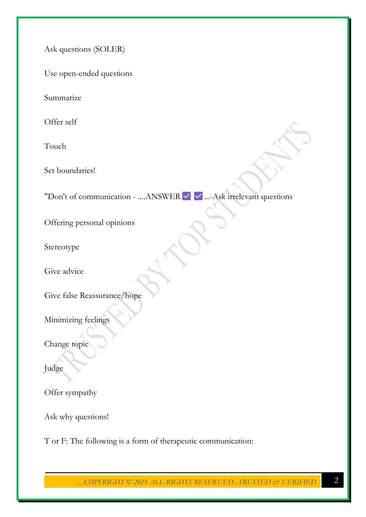 NURS 100 WCU FINAL EXAM 2025 QUESTIONS AND ANSWERS