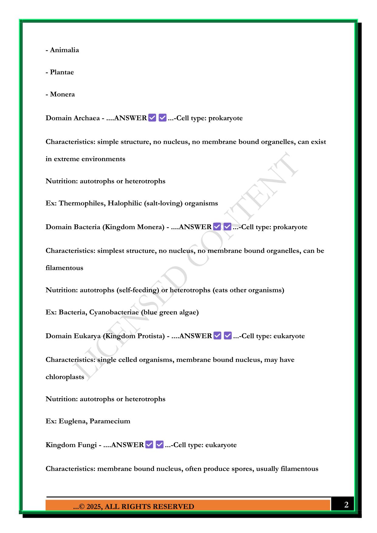 BIO 100 LAB EXAM 1 2025 QUESTIONS AND ANSWERS