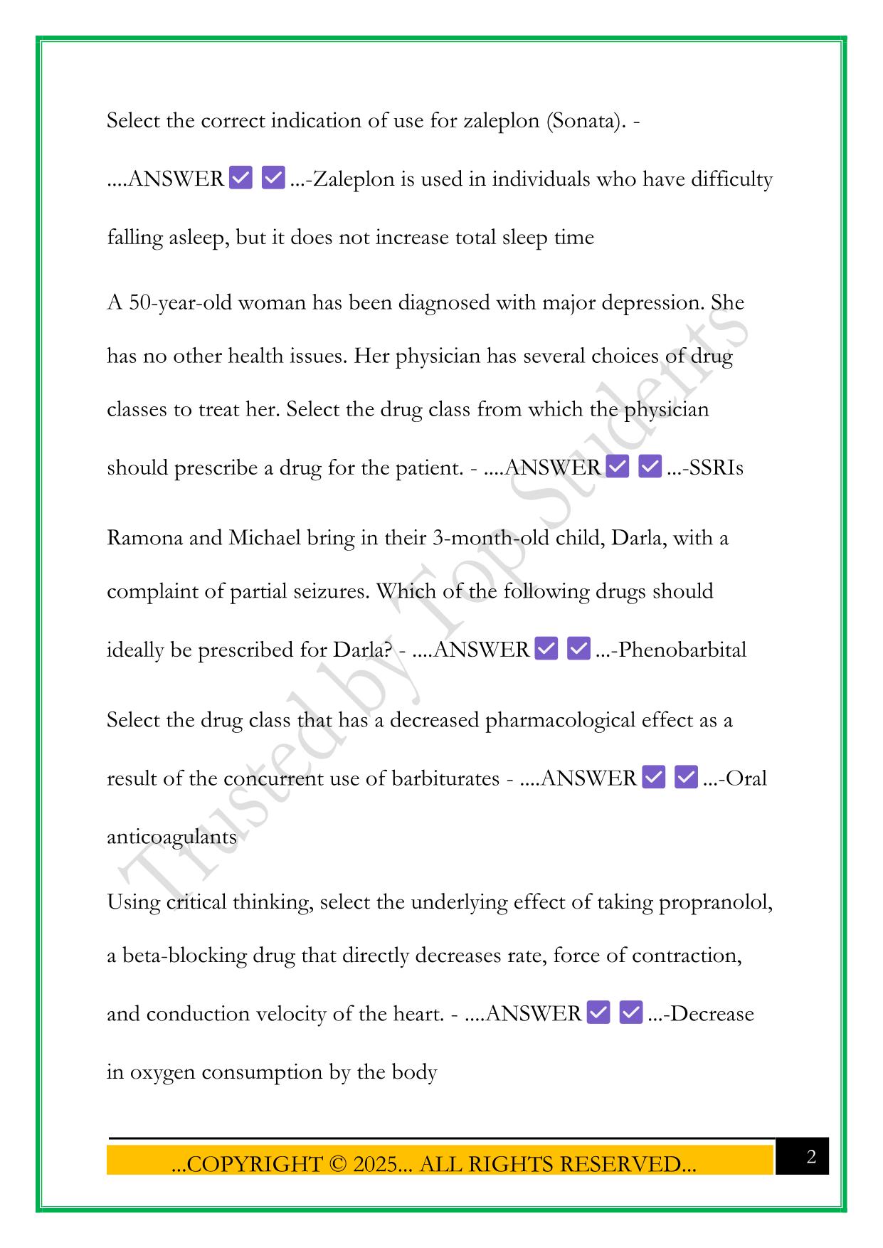 SL PHARM 103 EXAM 1 2025 QUESTIONS AND ANSWERS