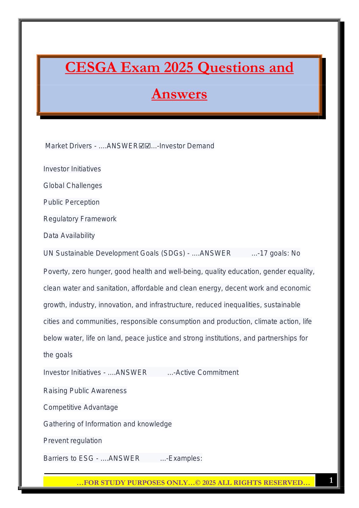 CESGA Exam 2025 Questions and Answers