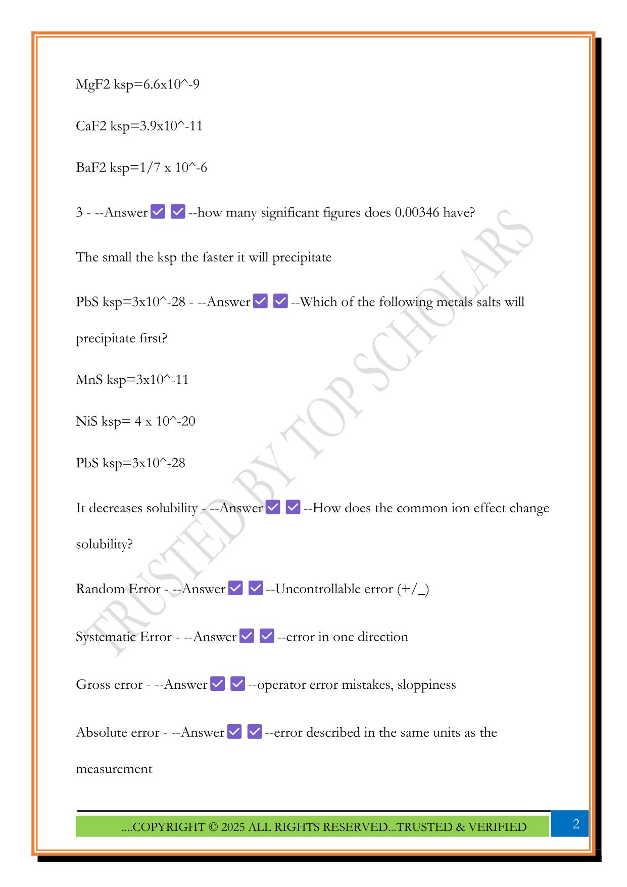 Analytical Chemistry Final Exam 2025 Questions and Answers