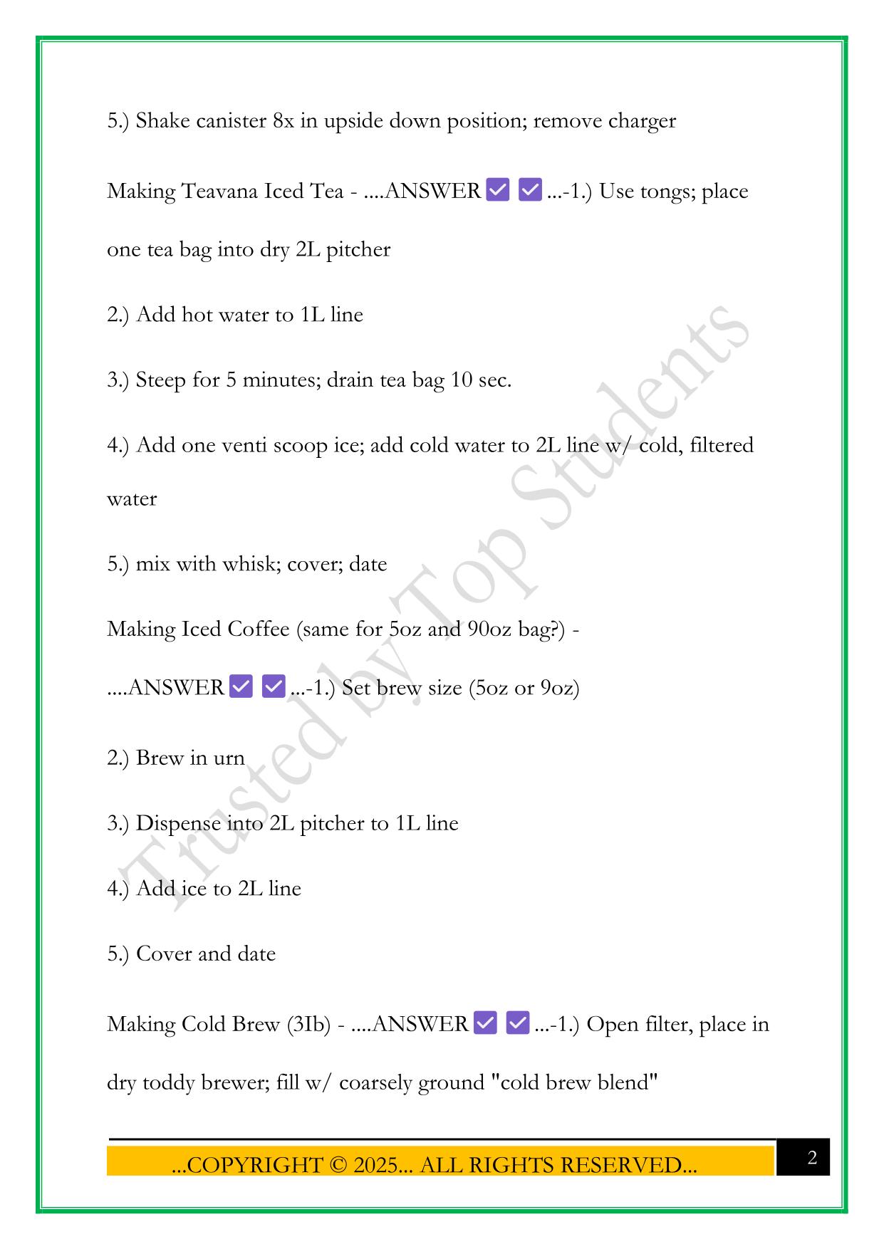 STARBUCKS BARISTA BASICS EXAM 2025 QUESTIONS AND ANSWERS