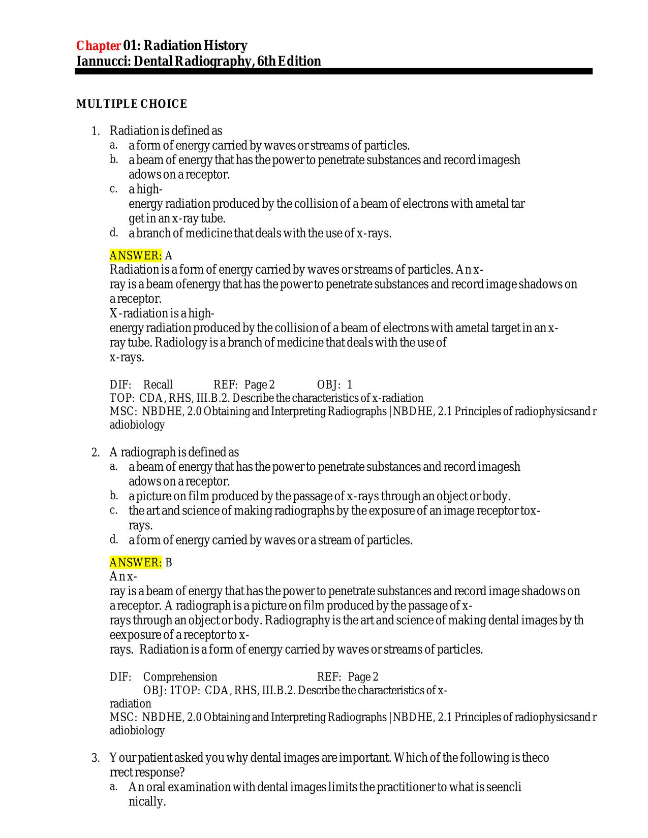 TESTiBANKiFori DentaliRadiography:i PrinciplesiandiTechniquesi6thiEditioni byiJoeniIannuccii&iLauraiJanseniHowertoni Chapters 1i-i35i|iComplete and verified answers