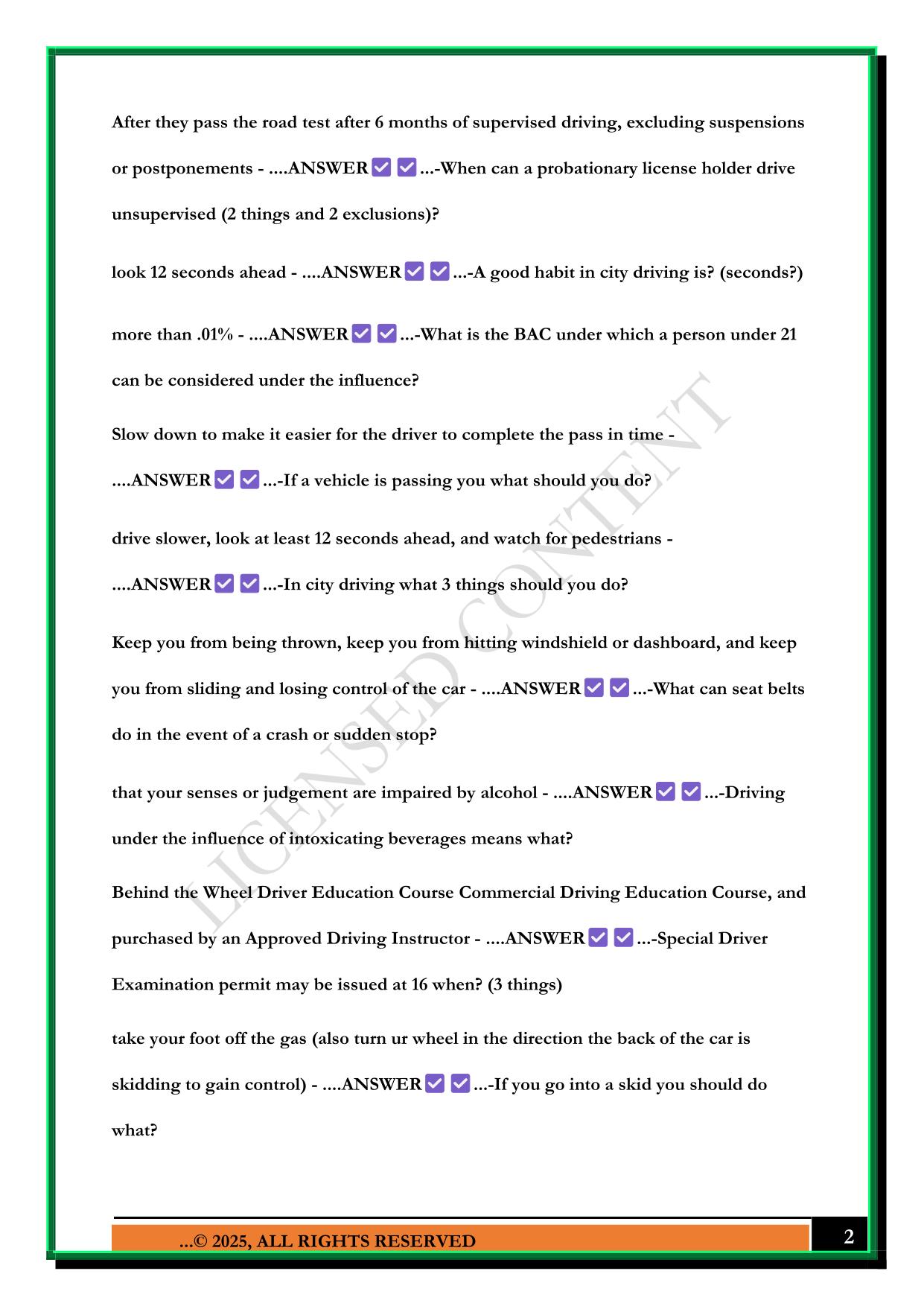 DRIVERS TEST NJ 2025 QUESTIONS AND ANSWERS